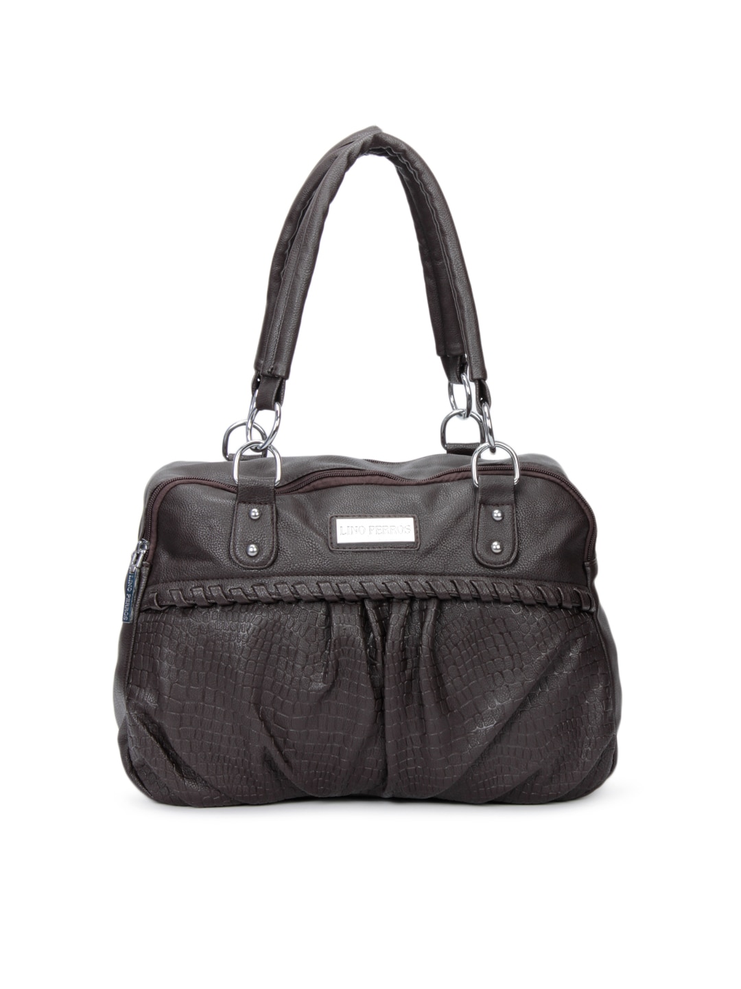 Lino Perros Women Leatherette Dark Brown Handbag