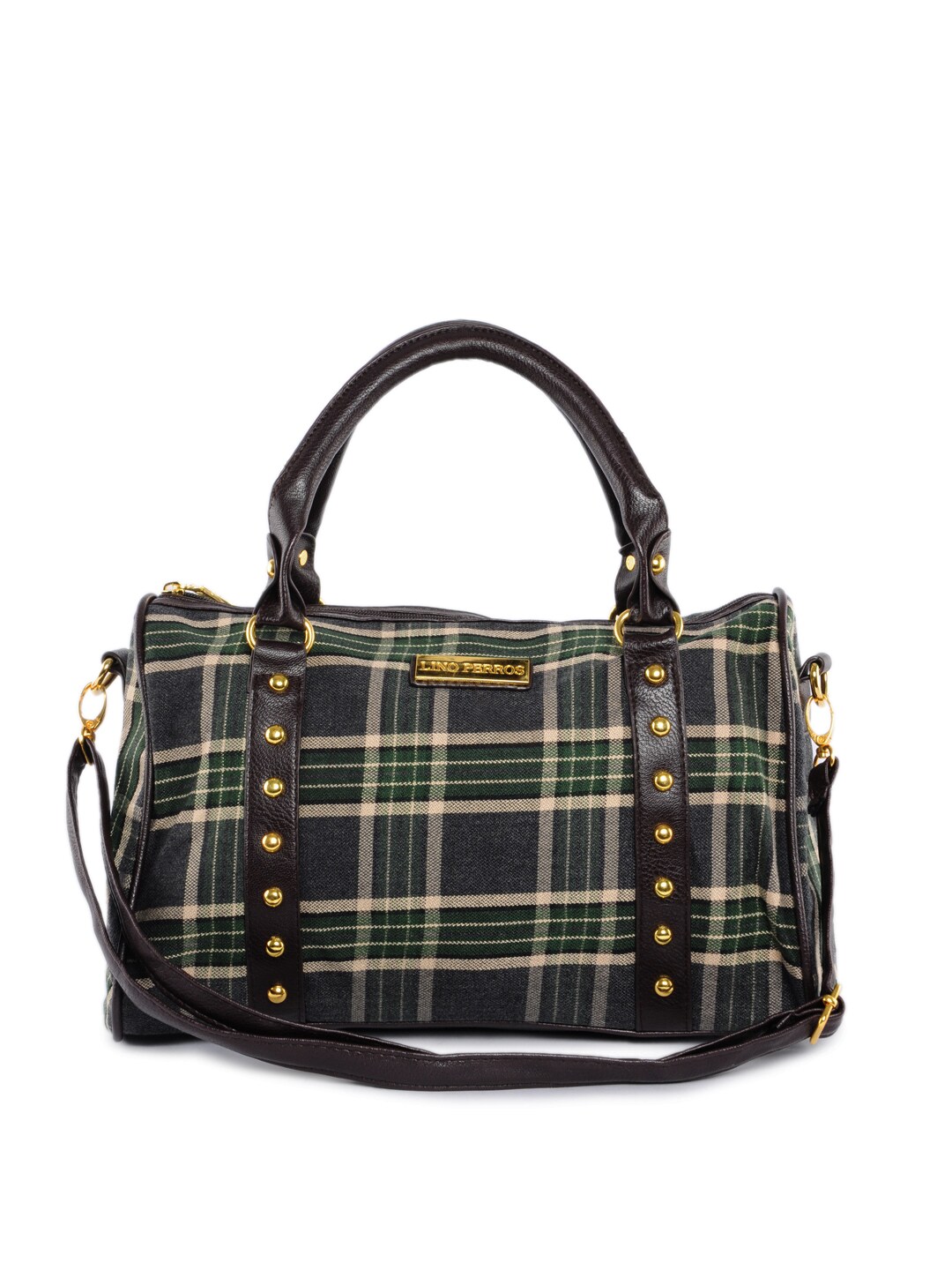 Lino Perros Women Check Green Handbag