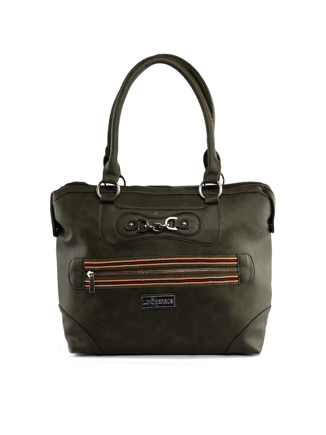 Lino Perros Women Leatherite Olive Handbag