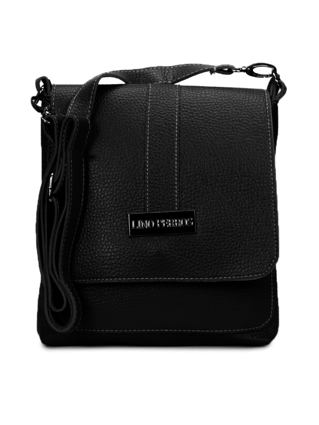 Lino Perros Women Leatherette Black Sling Bag