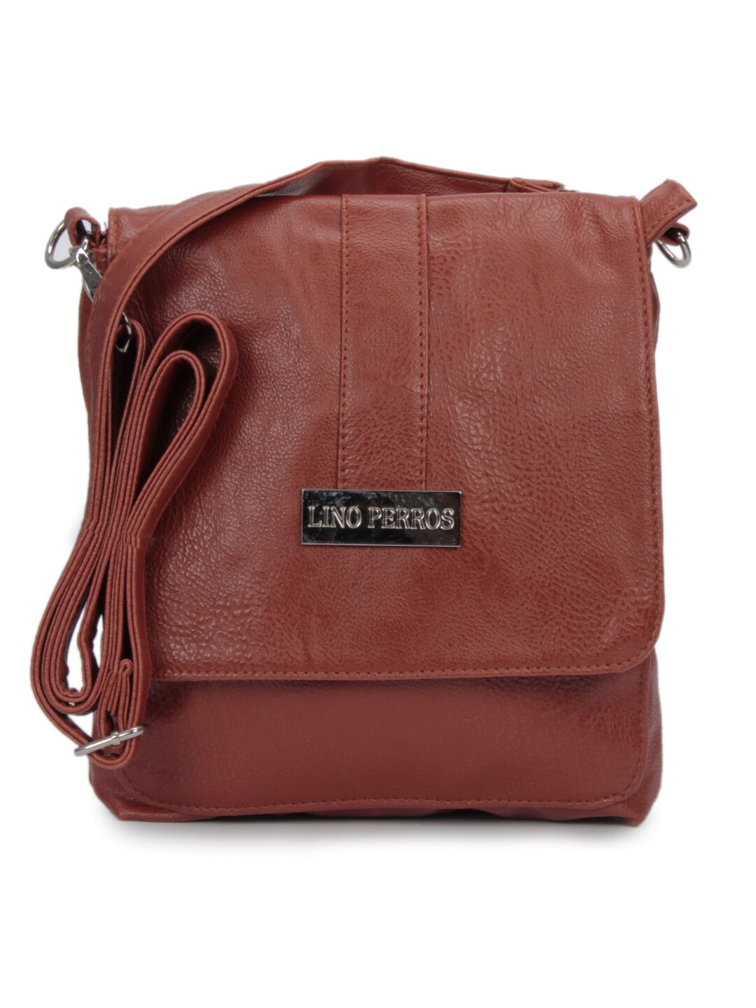 Lino Perros Women Leatherette Brown Sling Bag
