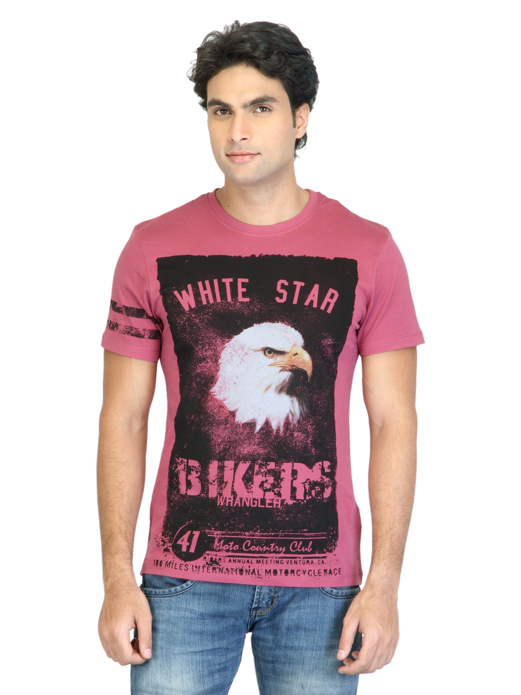 Wrangler Men Biker Pink T-shirt