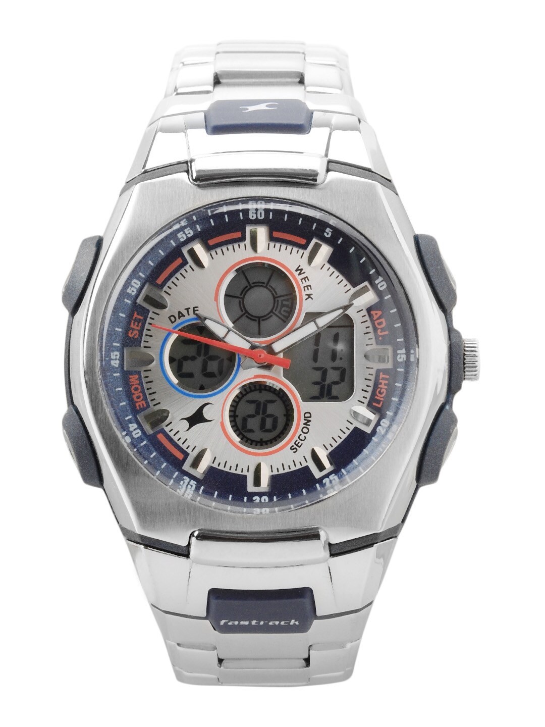 Fastrack Men Silver Dial Analog Chronograph Watch