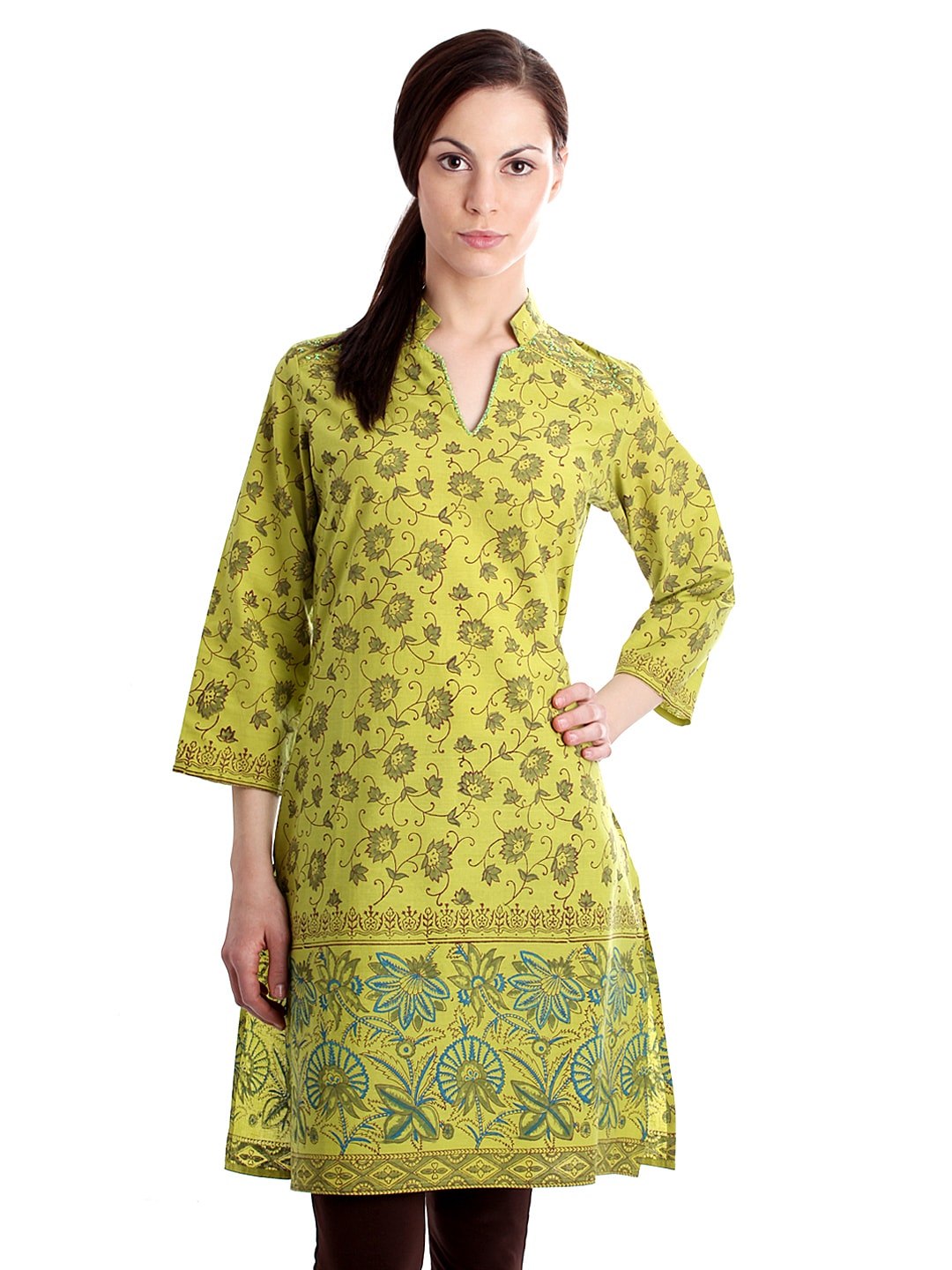 Diva Women Printed Green Kurta