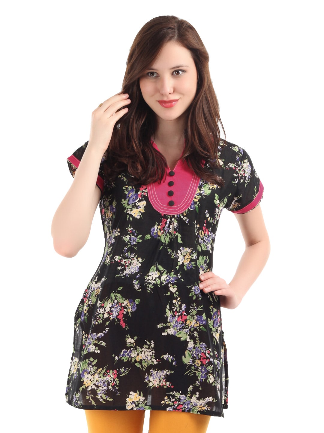 Diva Women Black Floral Print Kurti