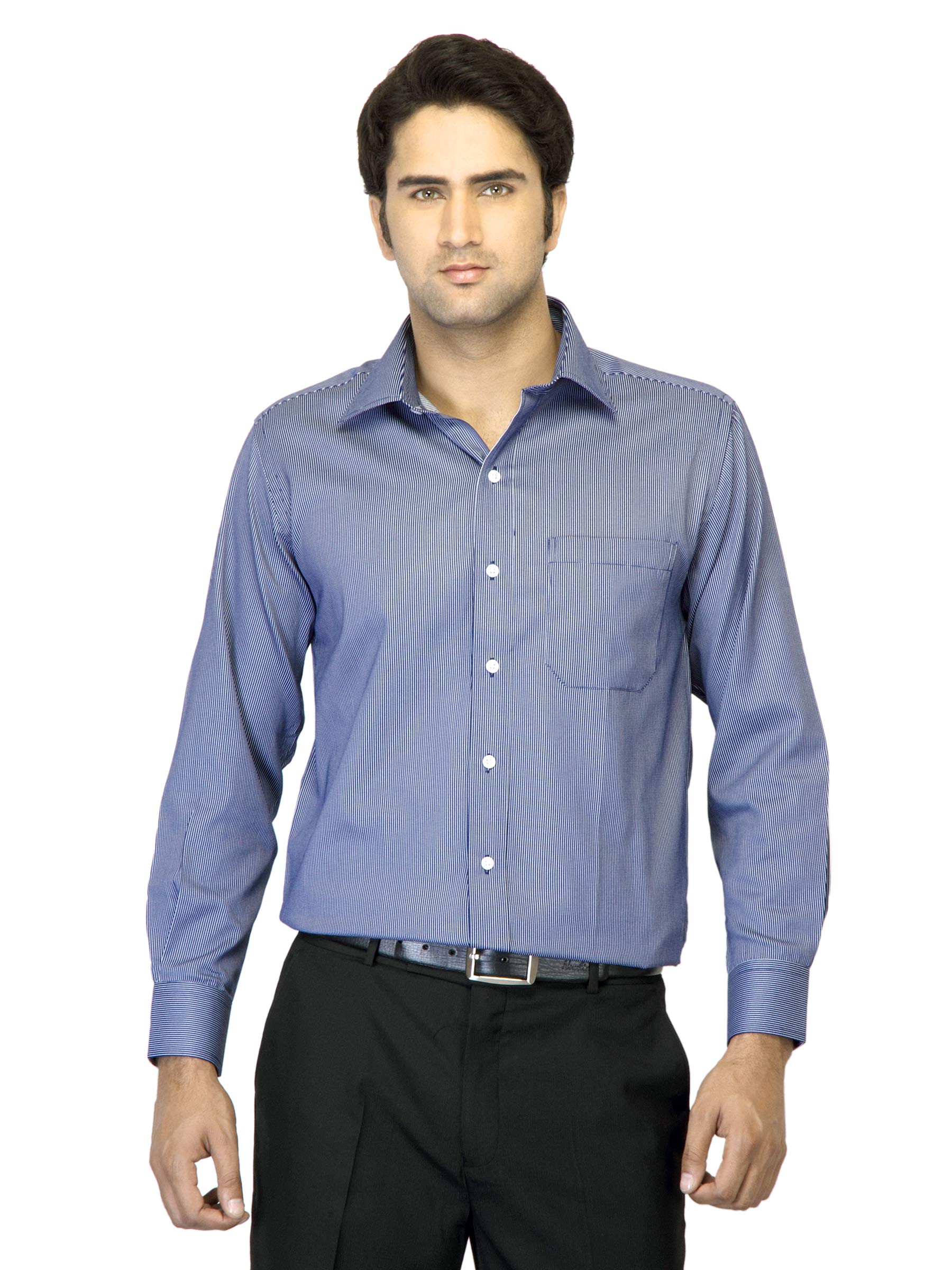 John Miller Men Striped Blue Shirt