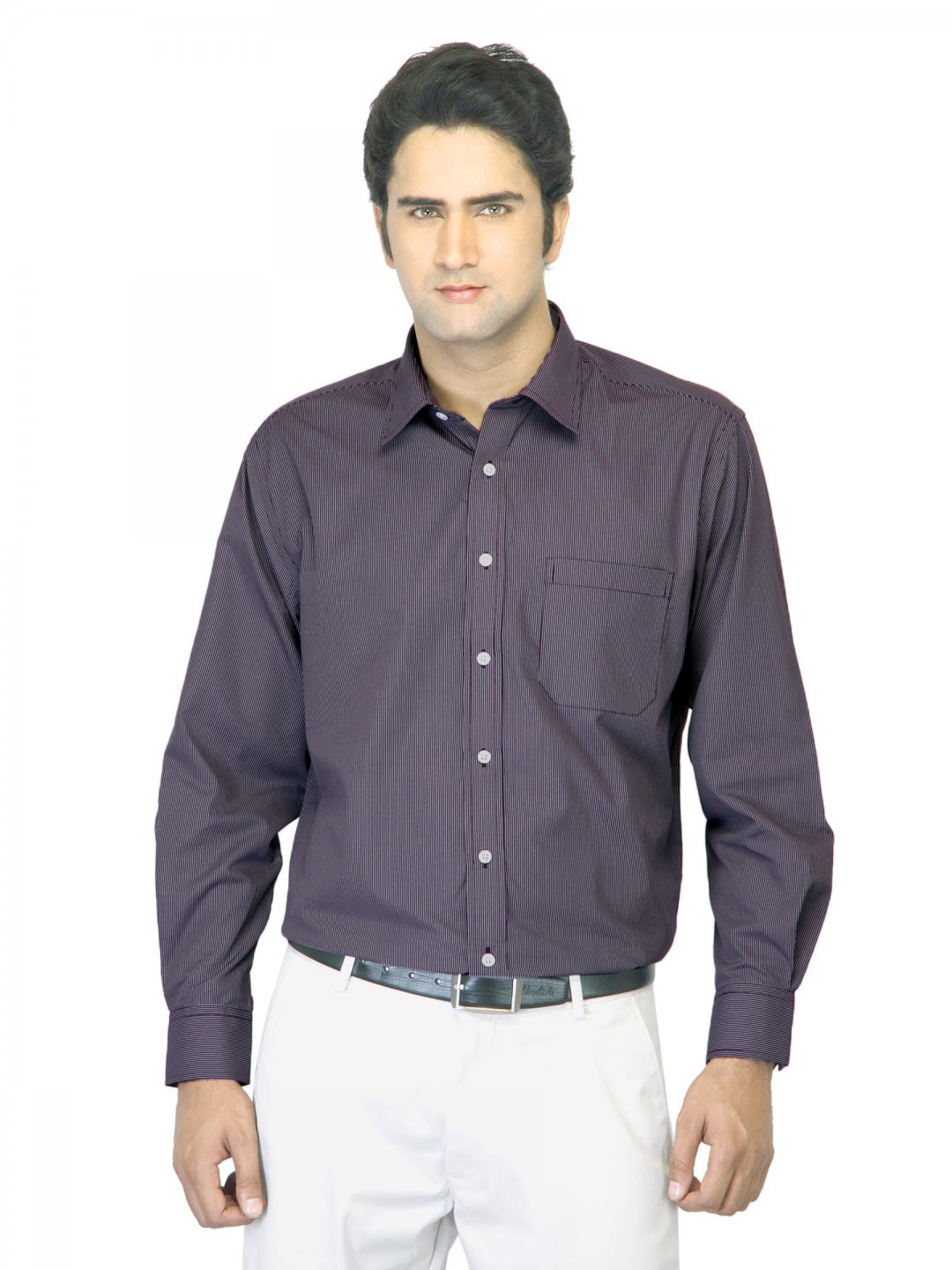 John Miller Men Striped Purple Shirt