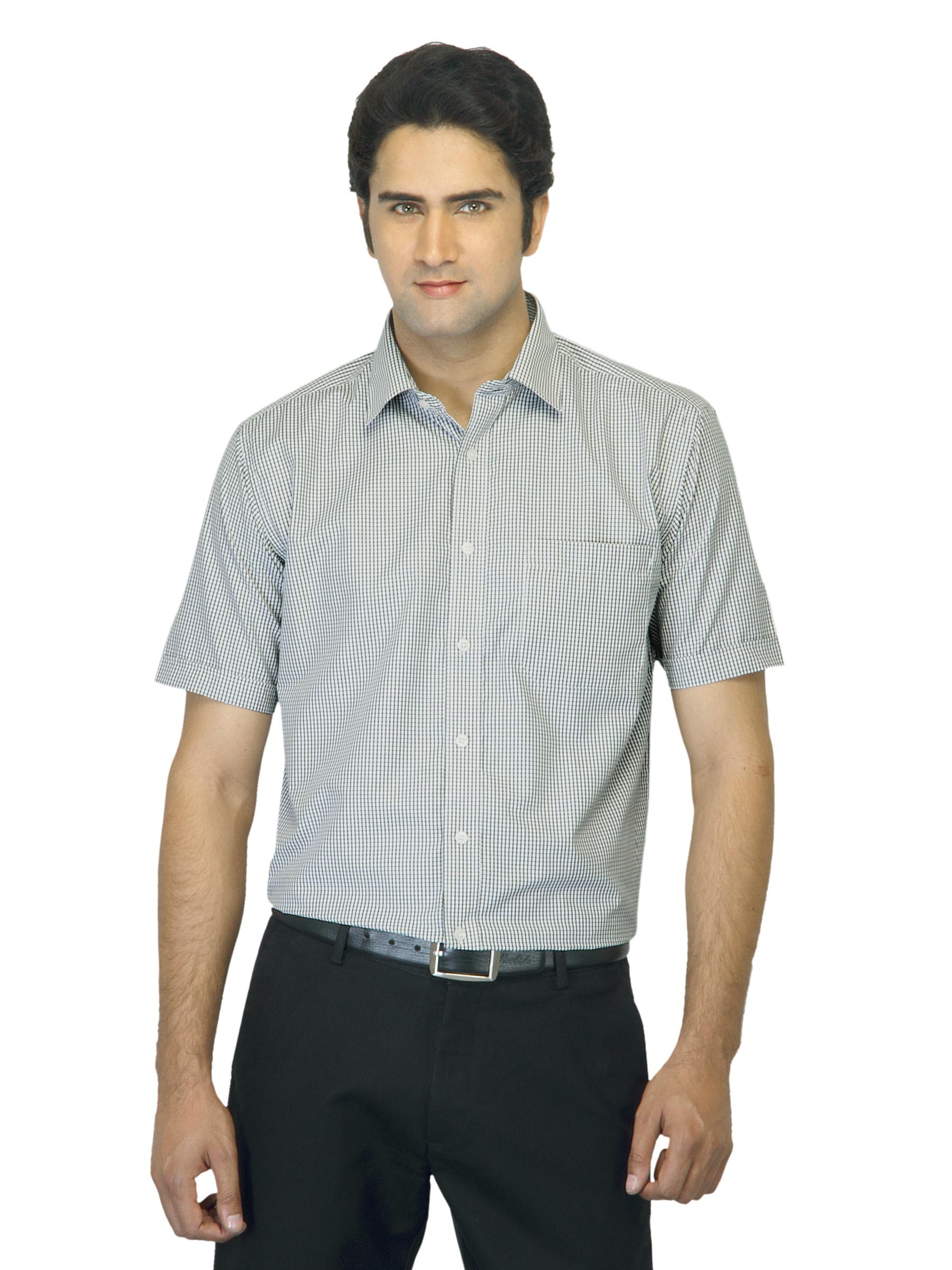 John Miller Men Gingham Black Shirt