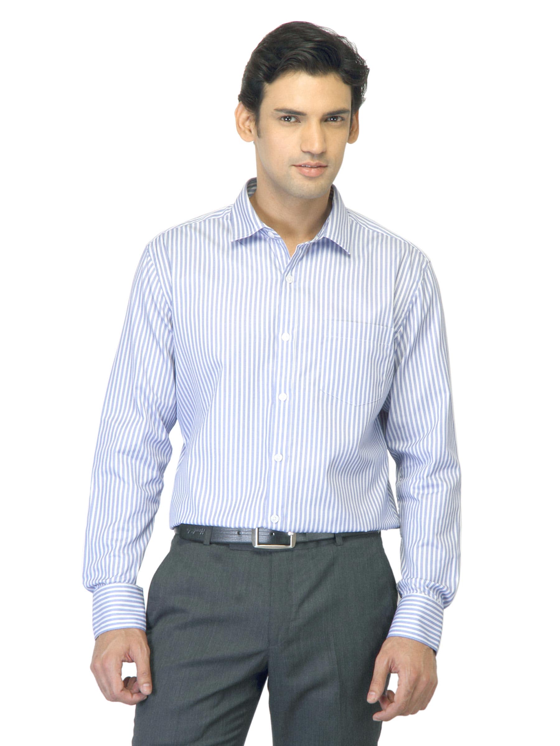 John Miller Men Striped Blue Shirt