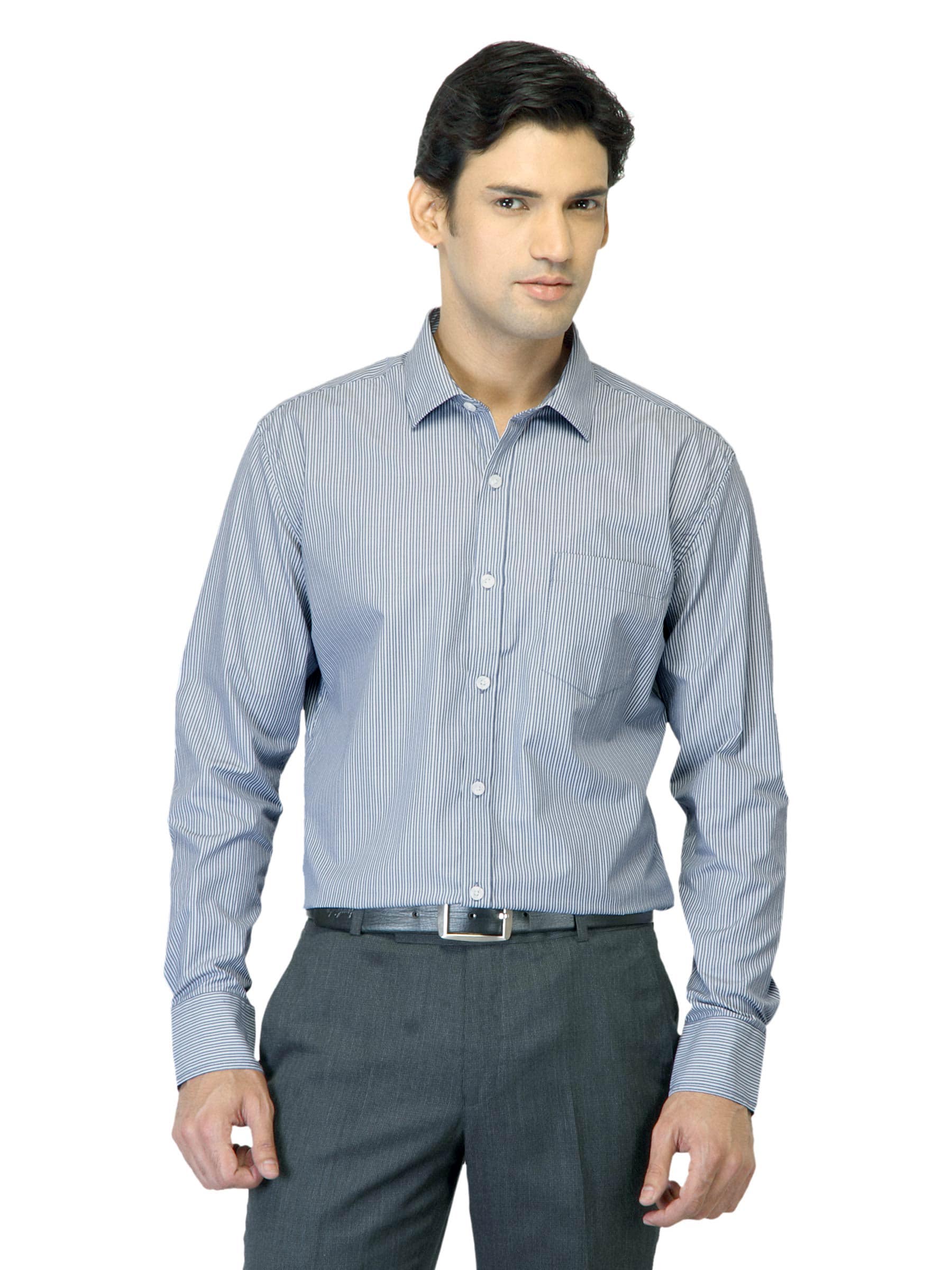 John Miller Men Striped Blue Shirt