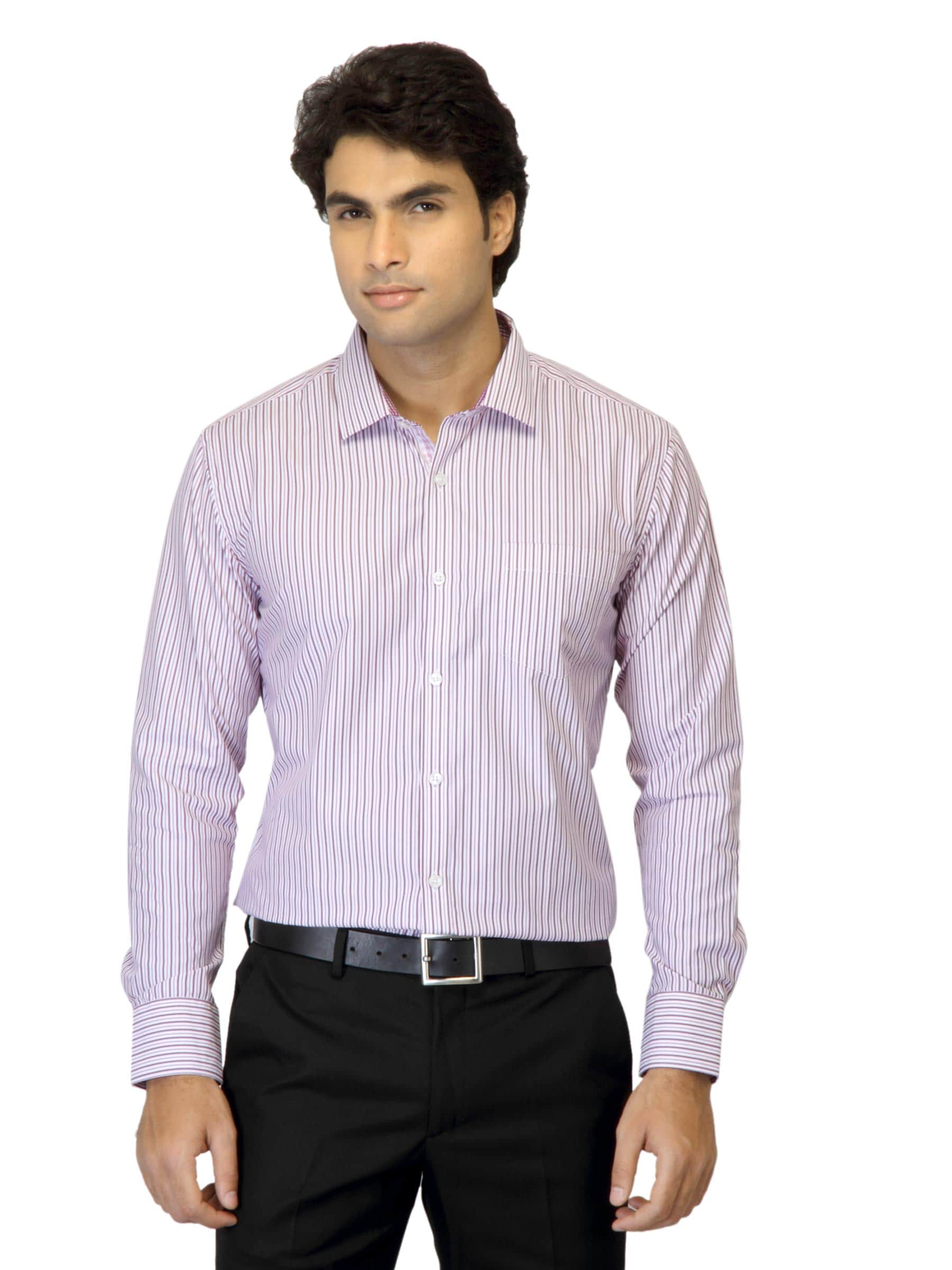 John Miller Men Striped Purple Shirt