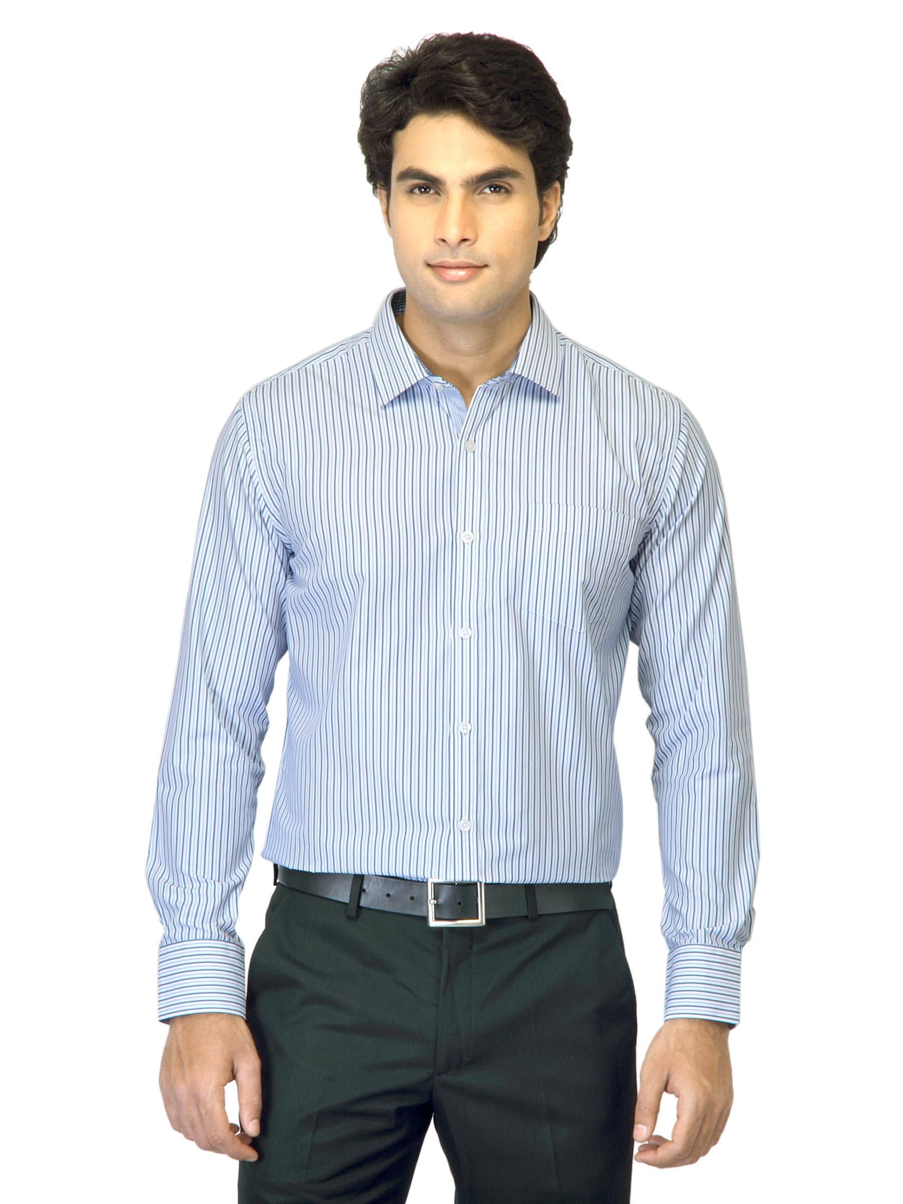 John Miller Men Striped Blue Shirt