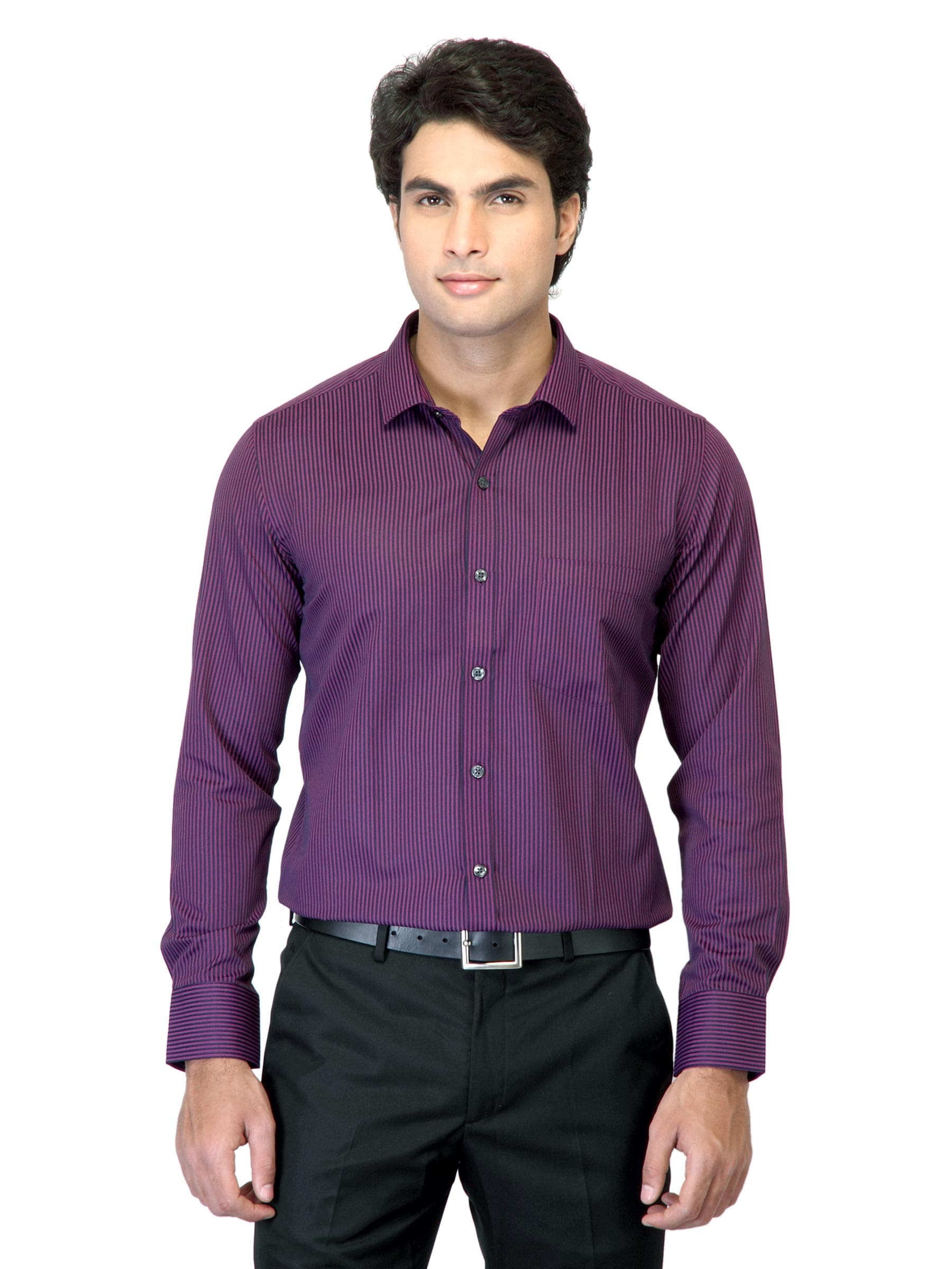 John Miller Men Striped Purple Shirt