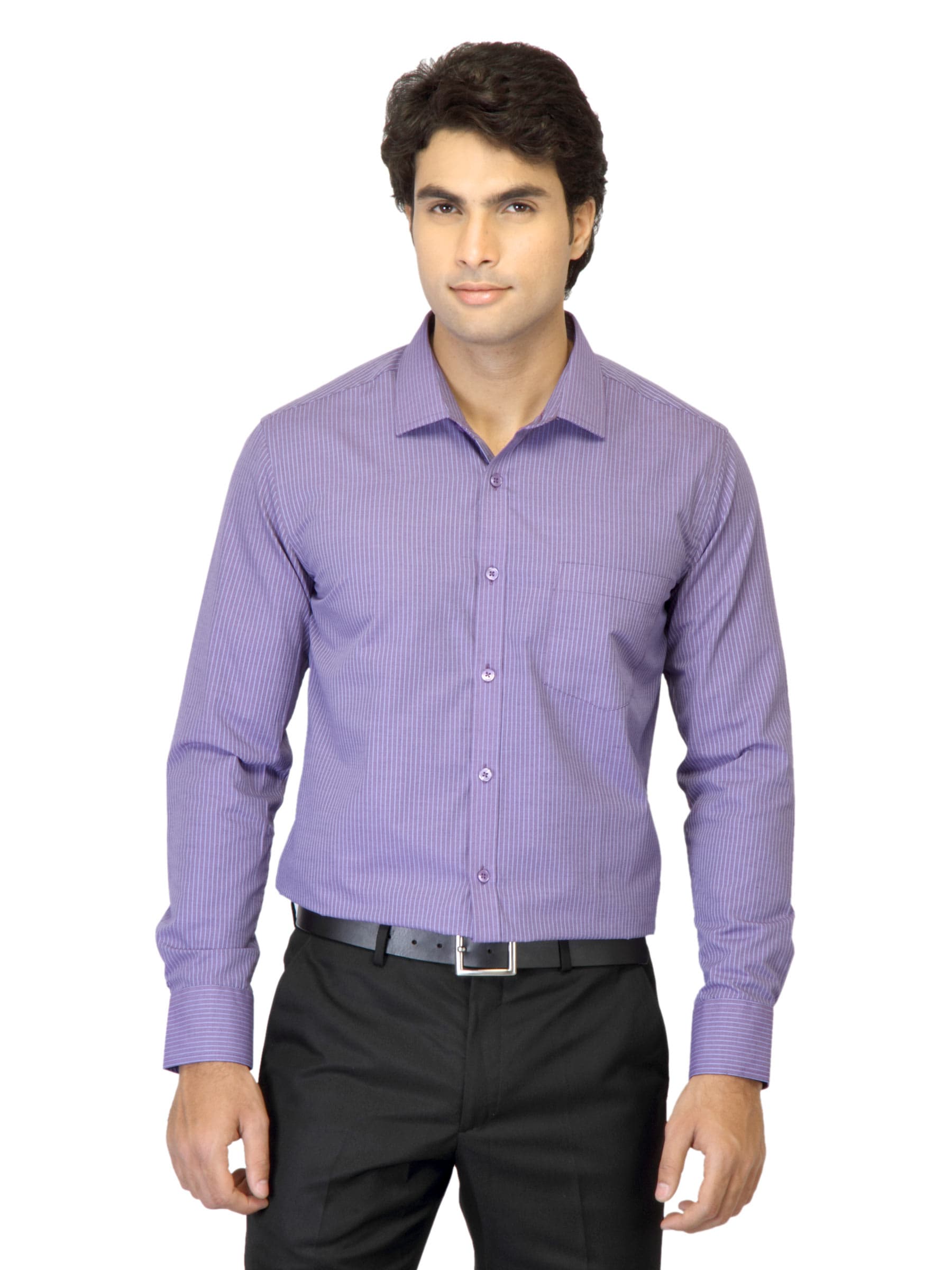 John Miller Men Striped Purple Shirt