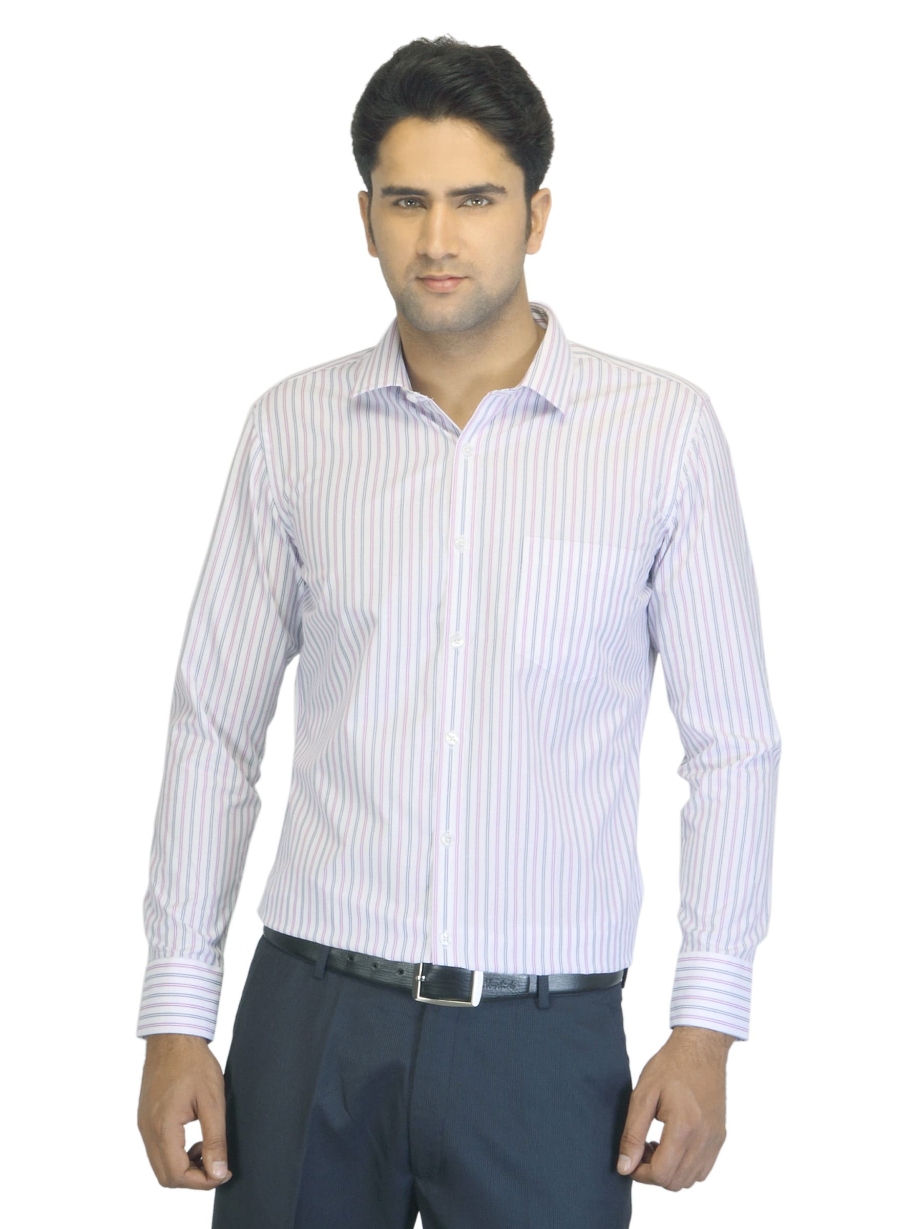 John Miller Men Striped White Shirt