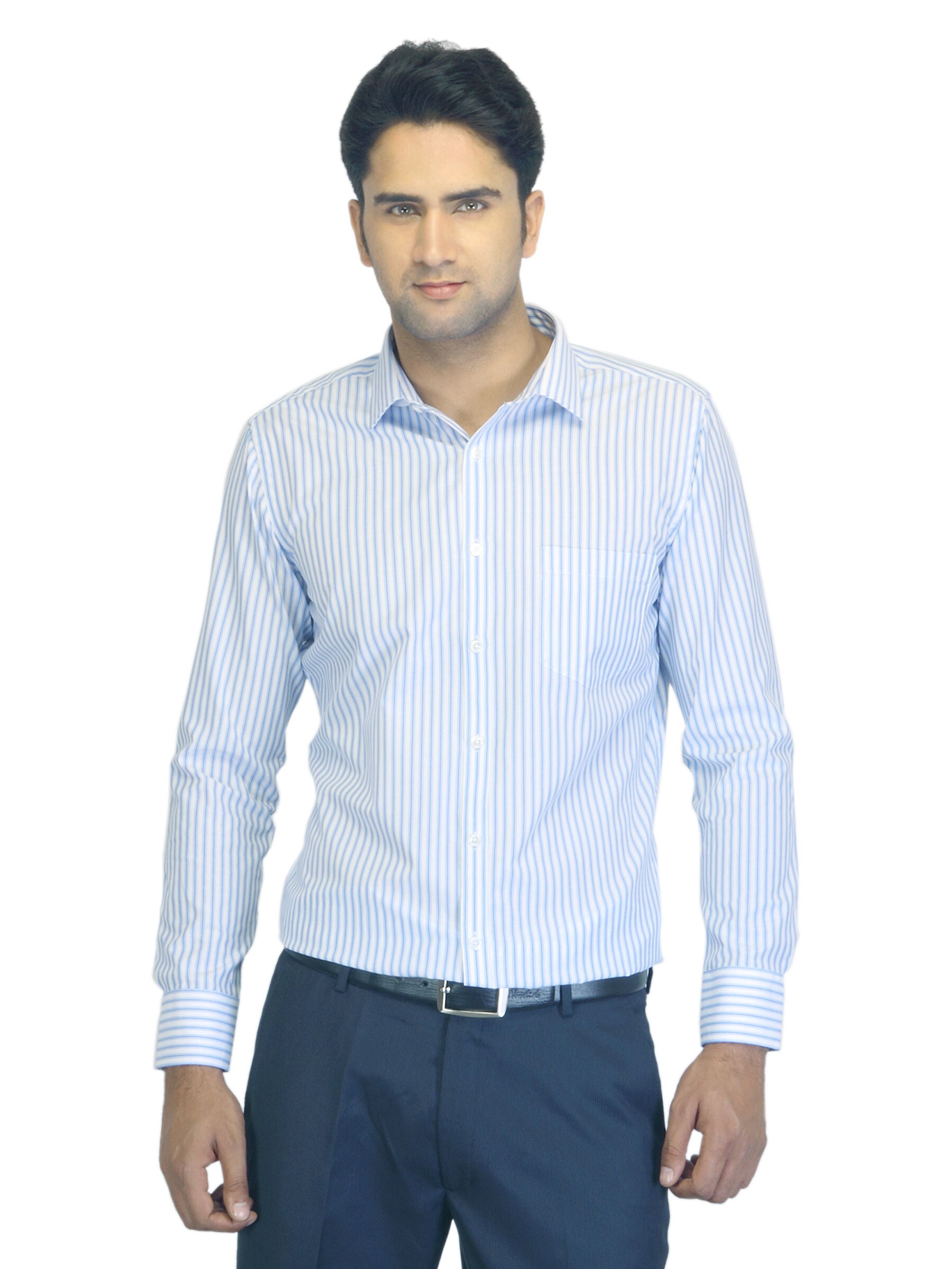 John Miller Men Striped White Shirt