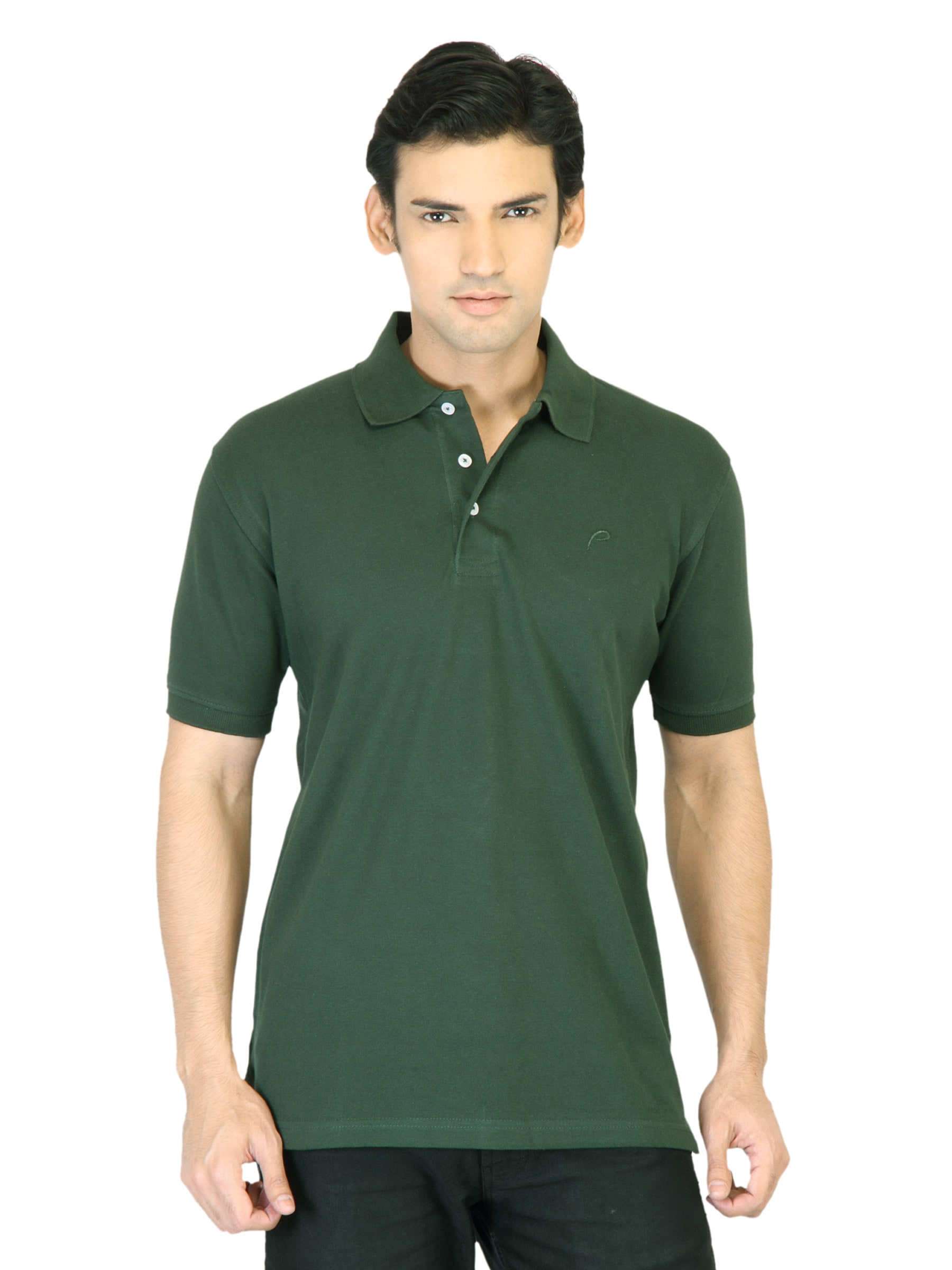 Proline Men Green Polo T-Shirt