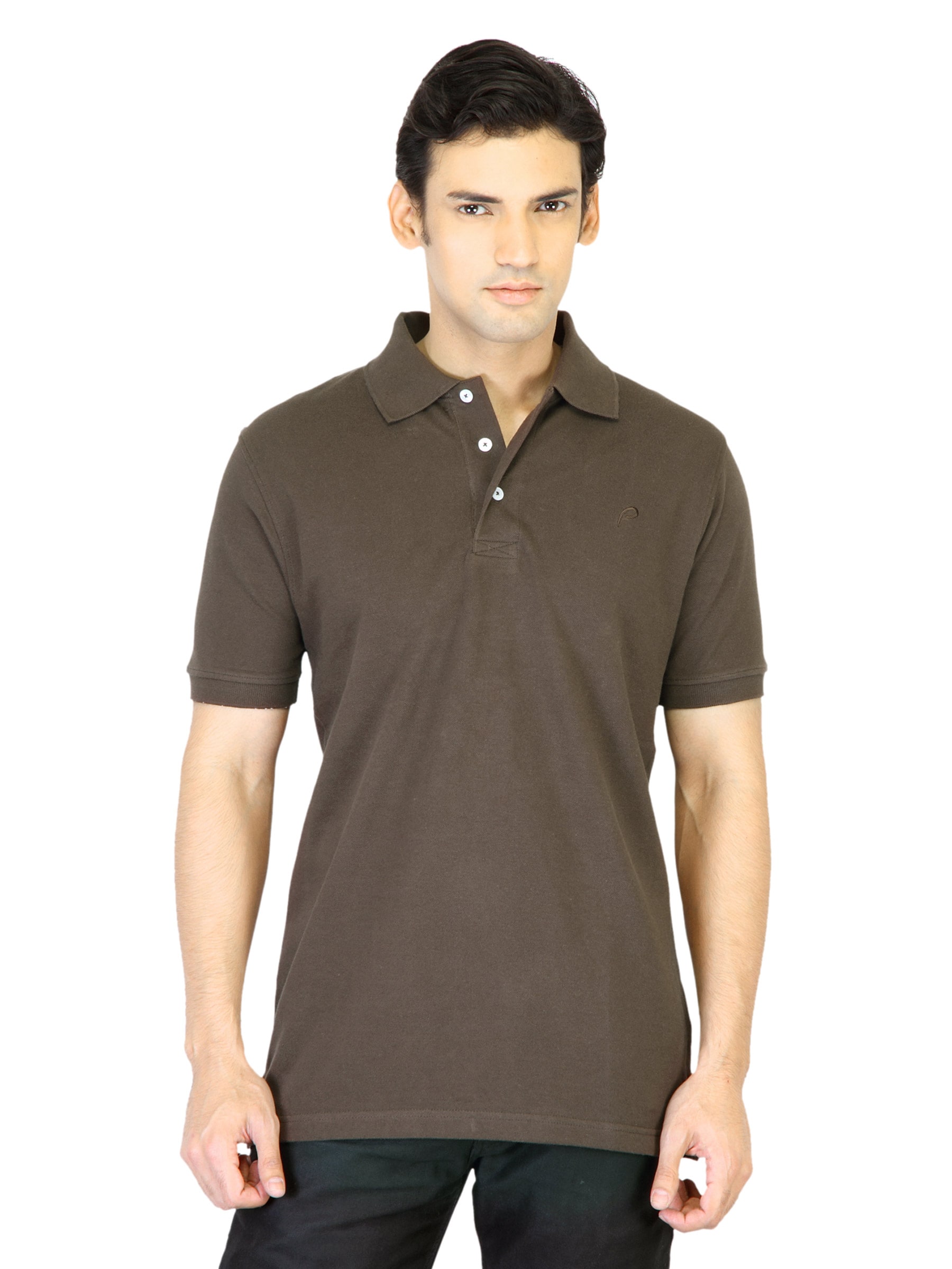 Proline Men Brown Polo T-Shirt