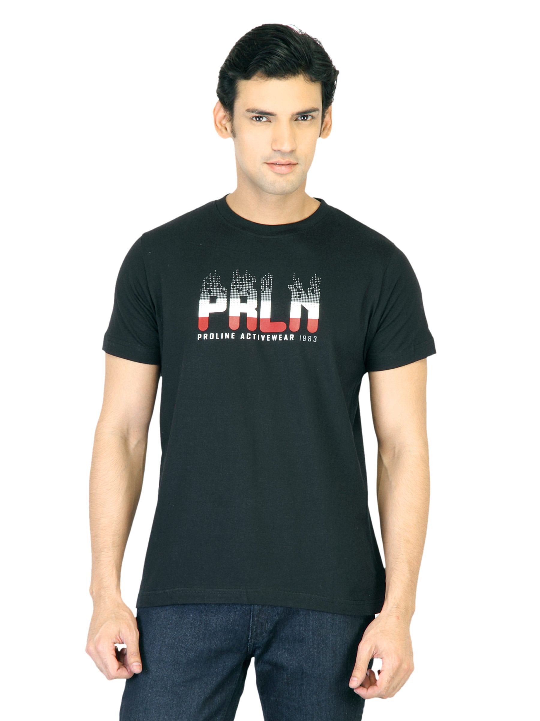 Proline Men Black Printed T-shirt