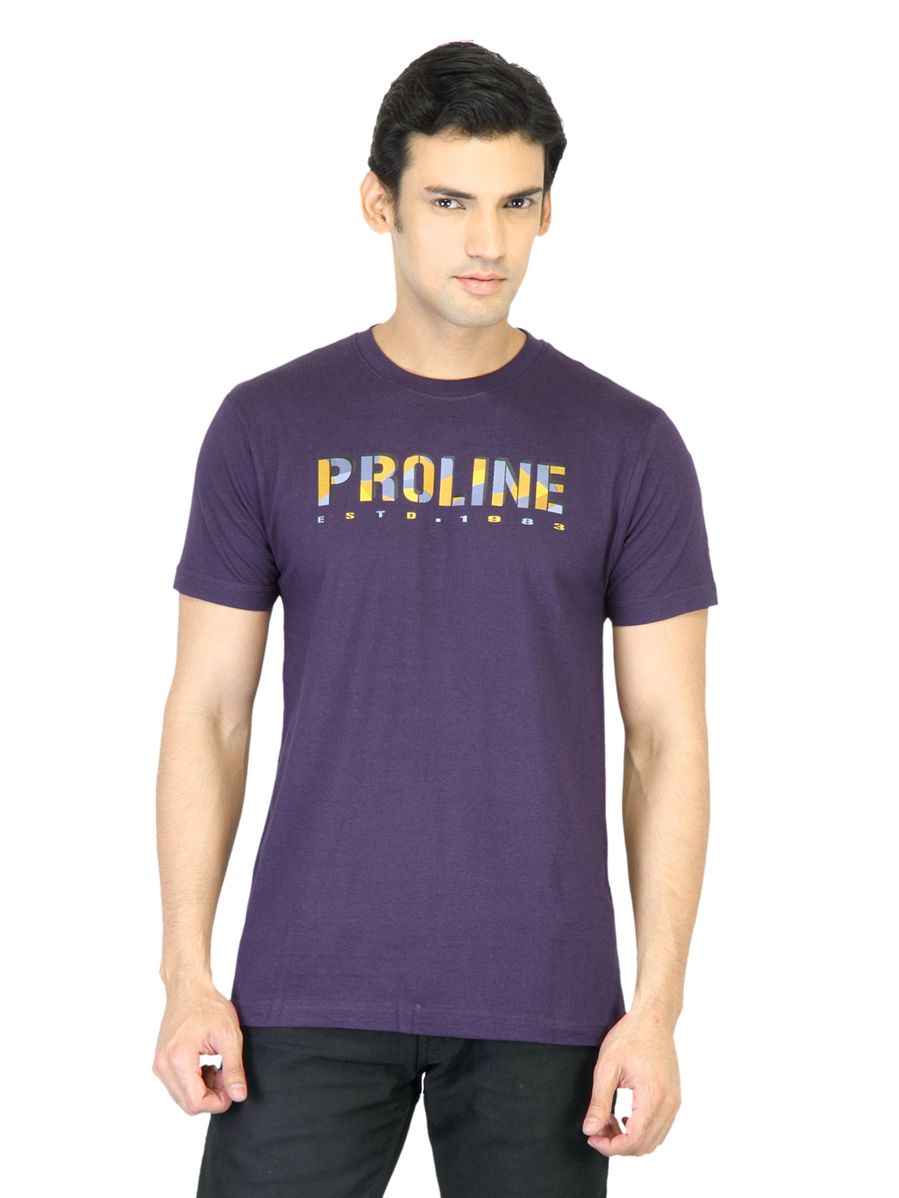 Proline Men Purple T-shirt with Printed Detail