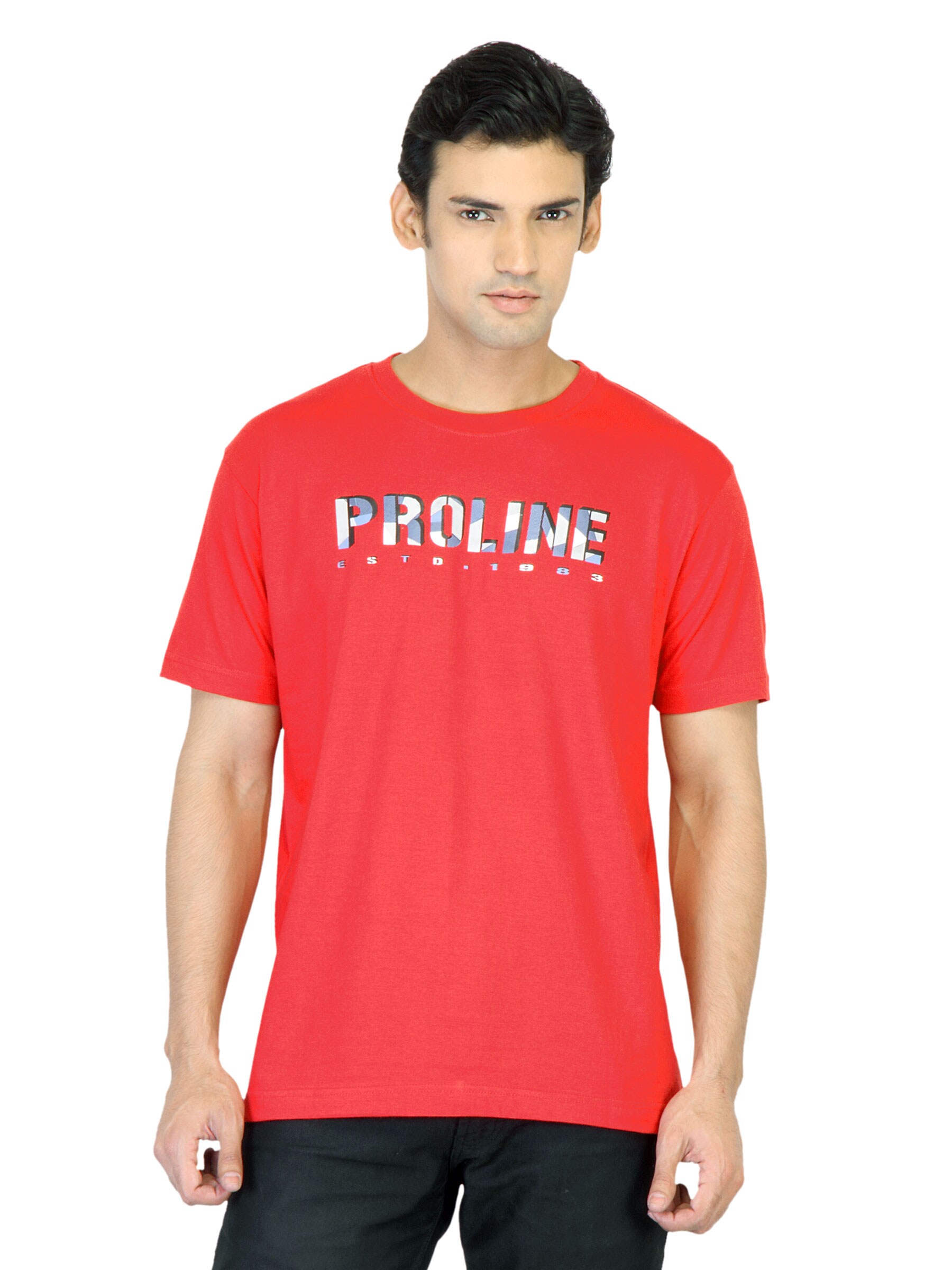 Proline Men Red T-shirt with Printed Detail