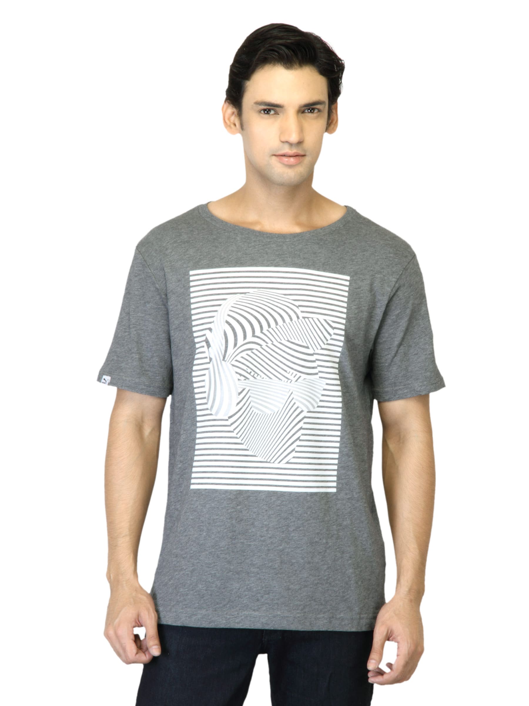 Puma Men Graphic Print Grey T-shirt
