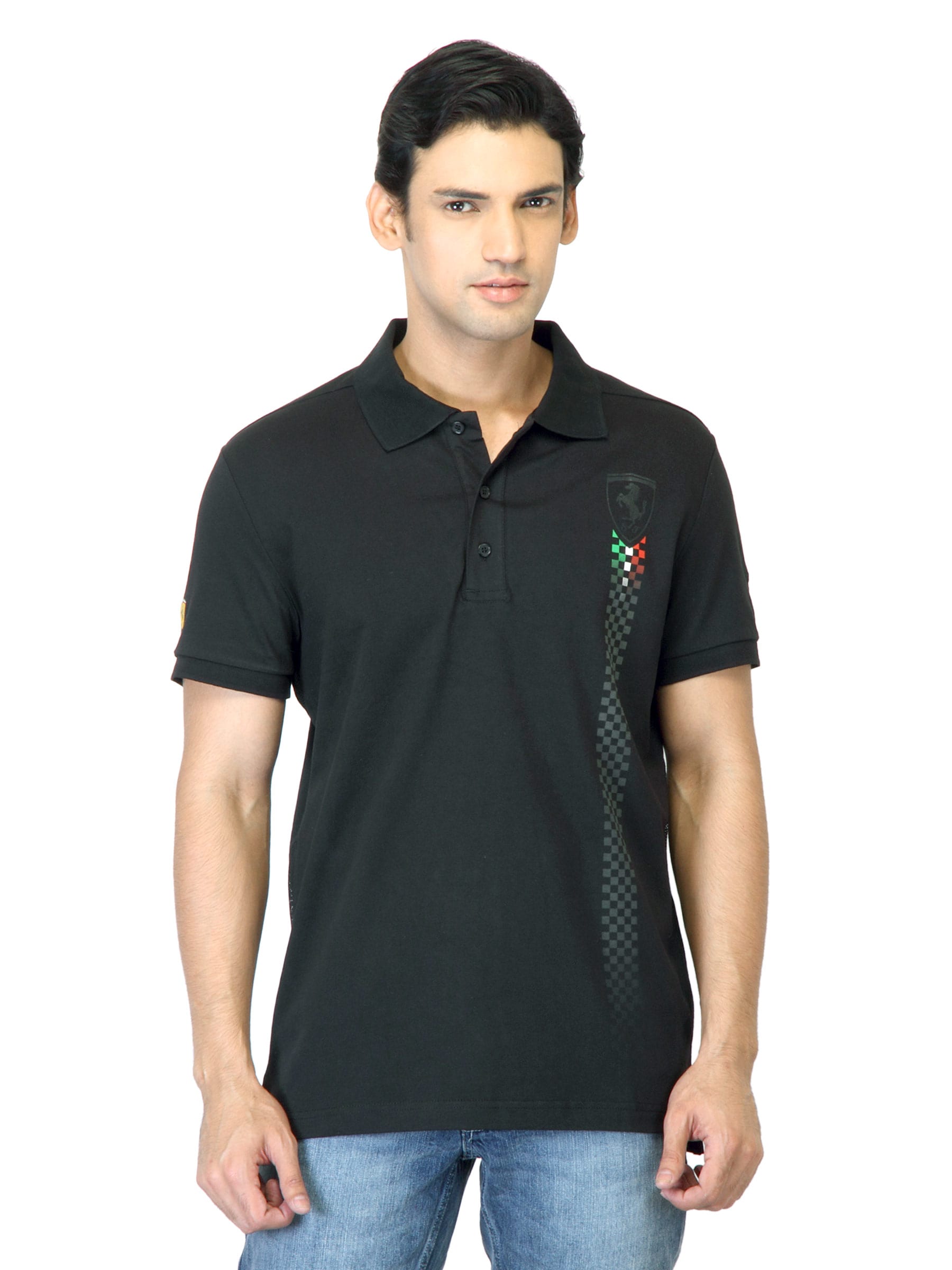 Puma Men Ferrari Black Polo T-shirt