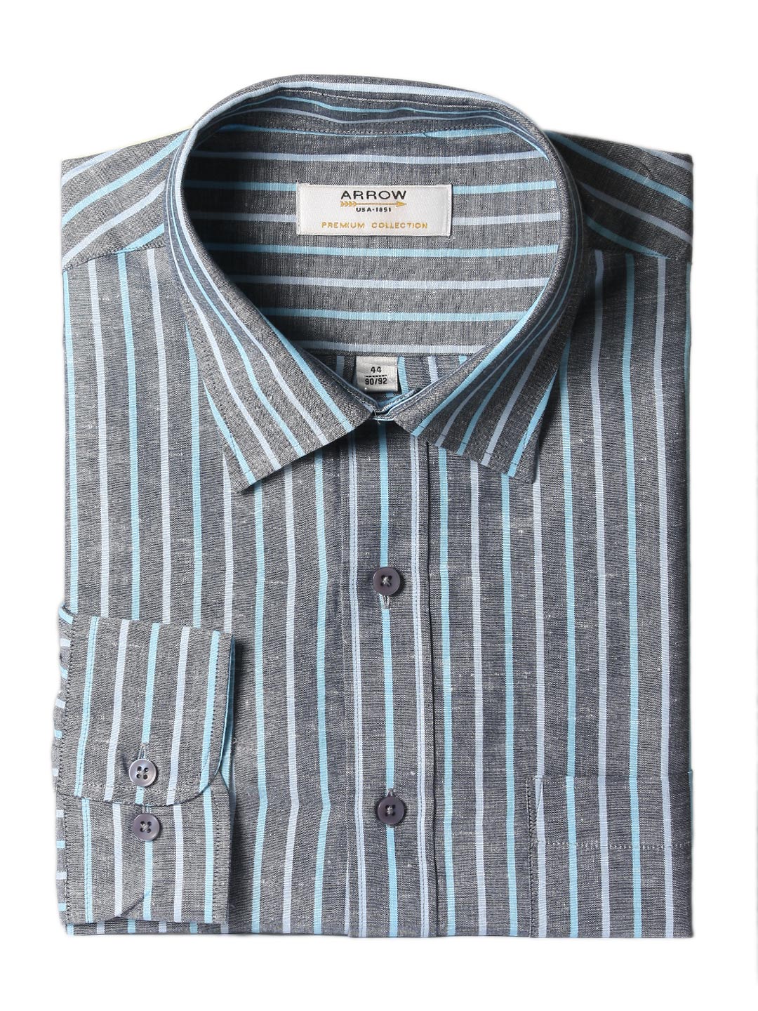 Arrow Men Grey Striped Shirt