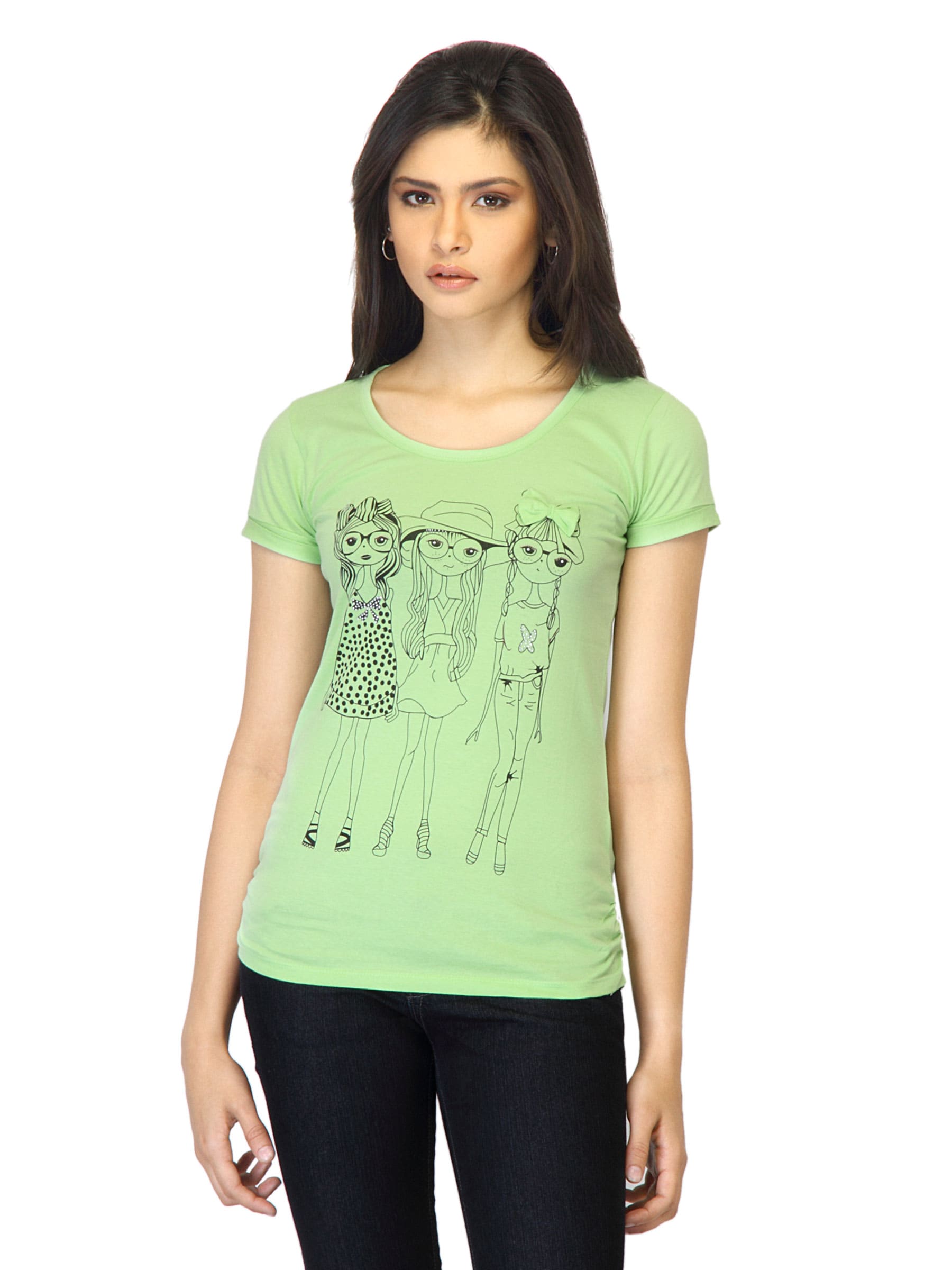 Jealous 21 Women Printed Green T-shirt