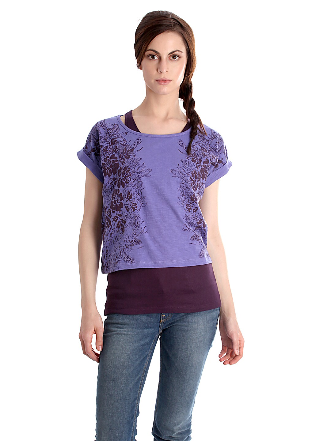 Jealous 21 Women Printed Lavender Top