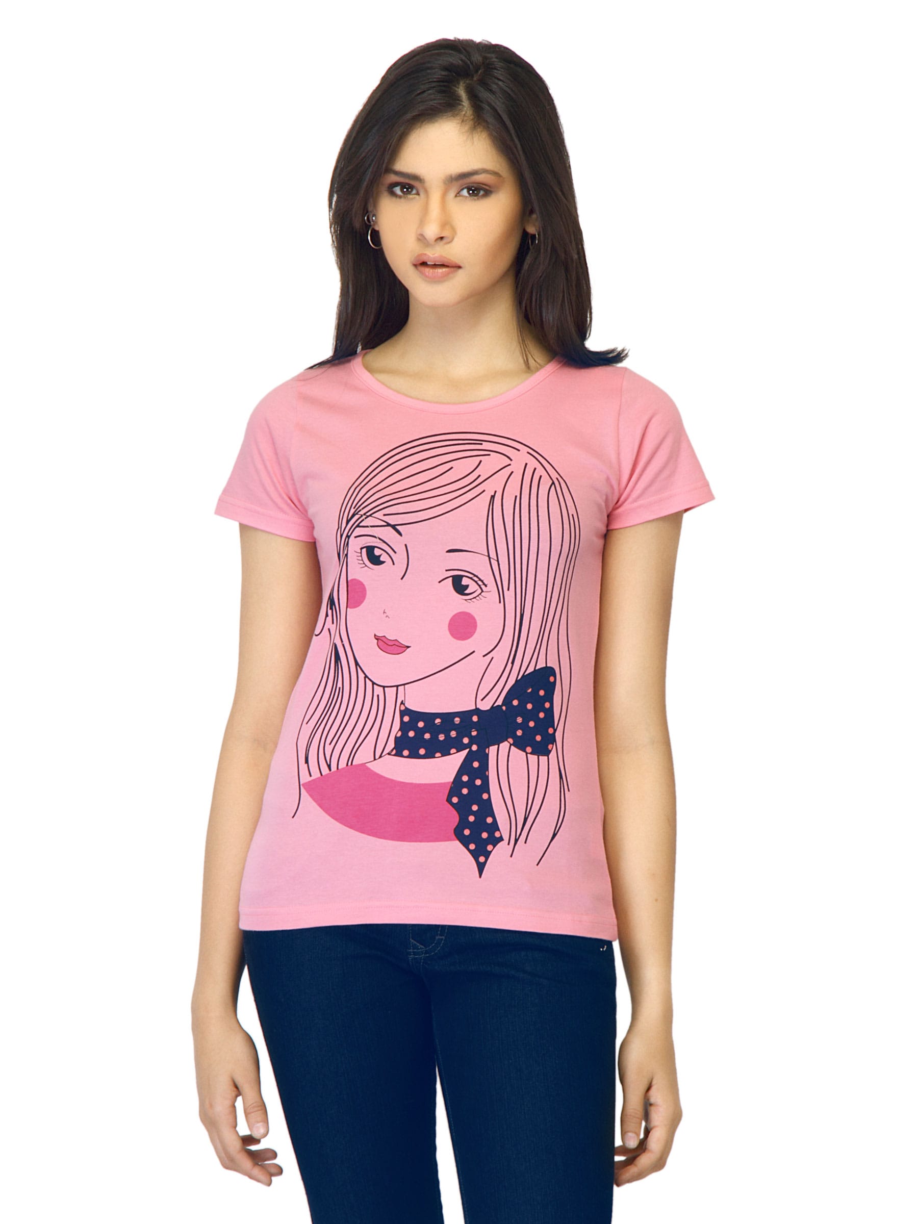 Jealous 21 Women Printed Pink T-shirt