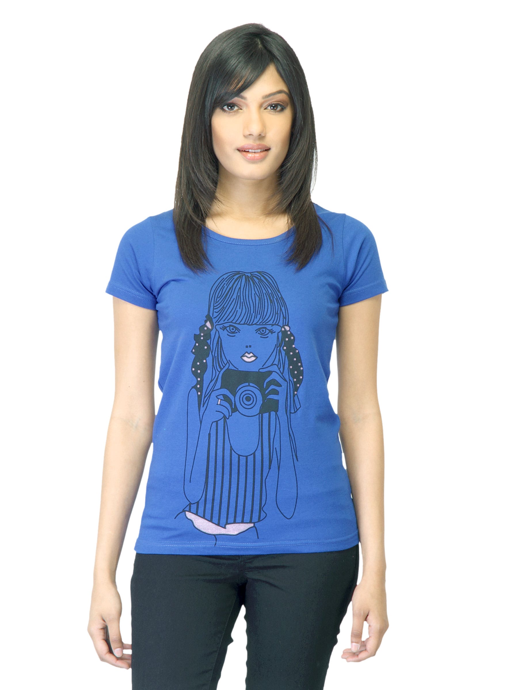 Jealous 21 Women Printed Navy Blue T-shirt
