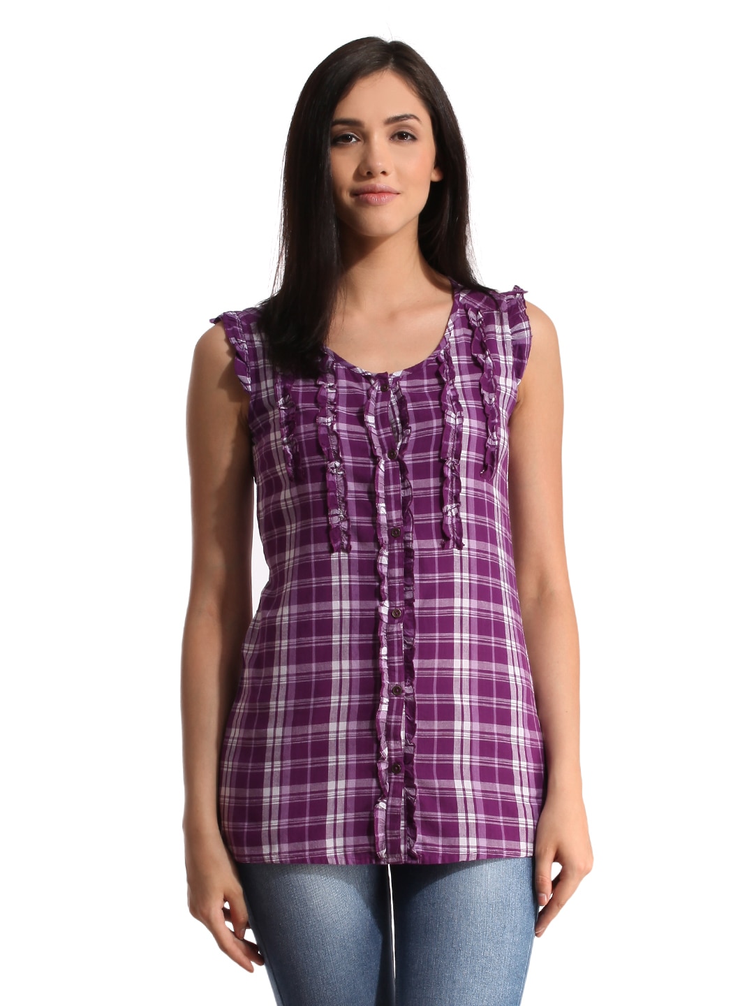 Jealous 21 Women Check Purple Top