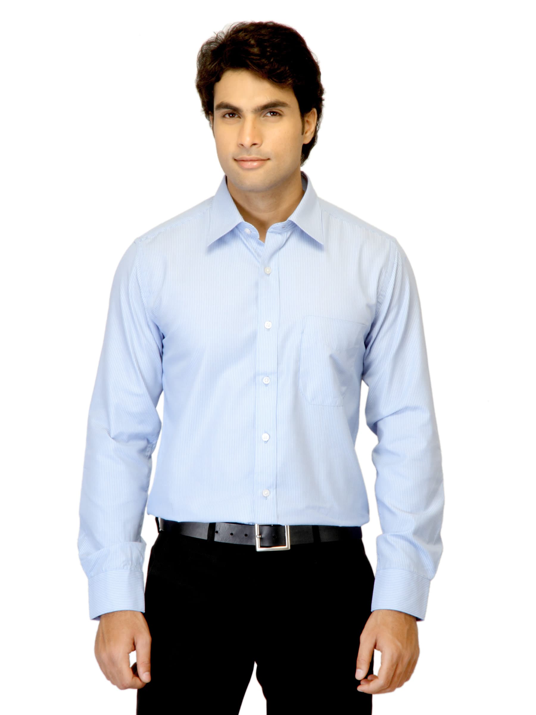 Mark Taylor Men Striped Blue Shirt