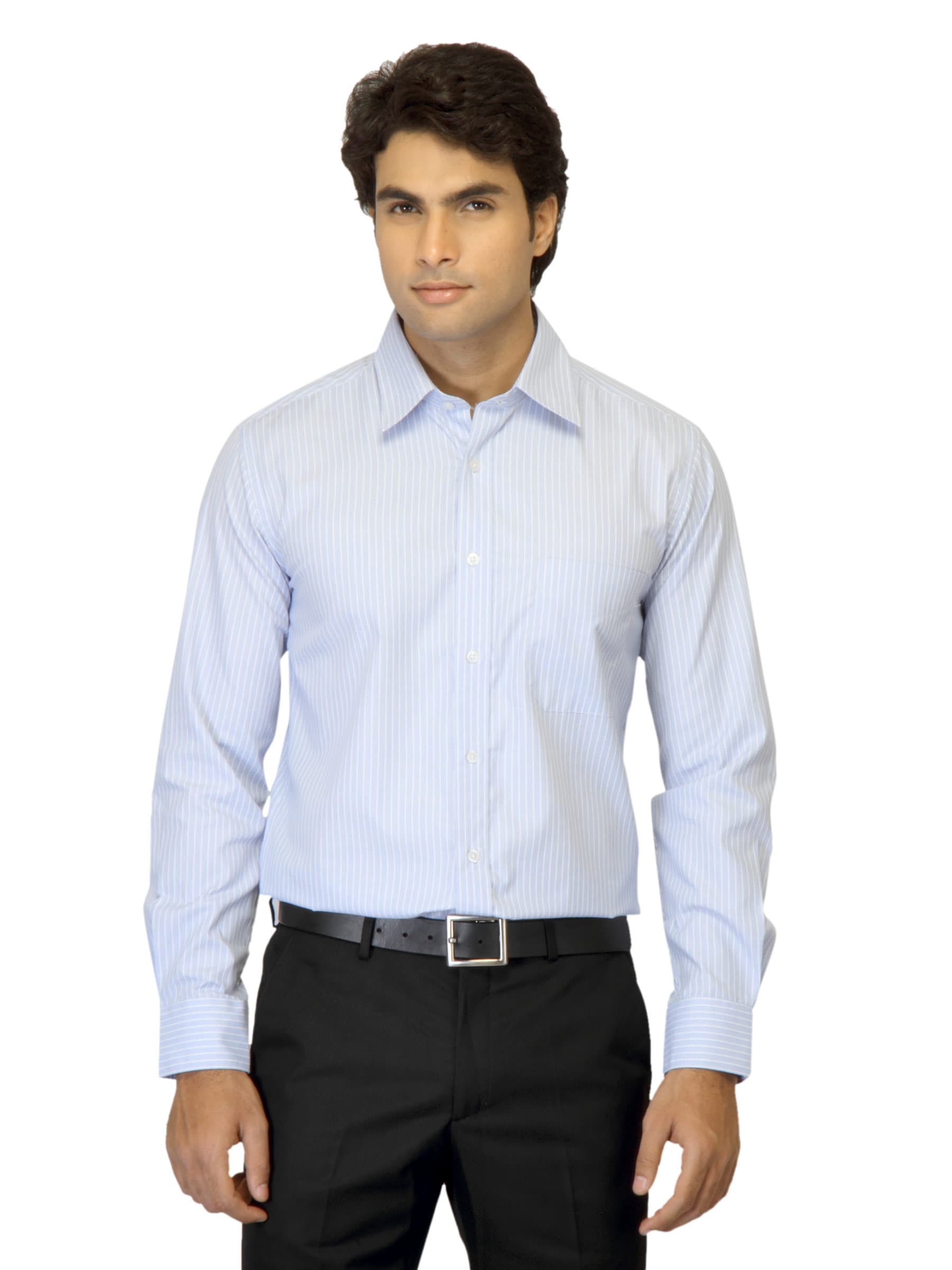 Mark Taylor Men Striped Blue Shirt