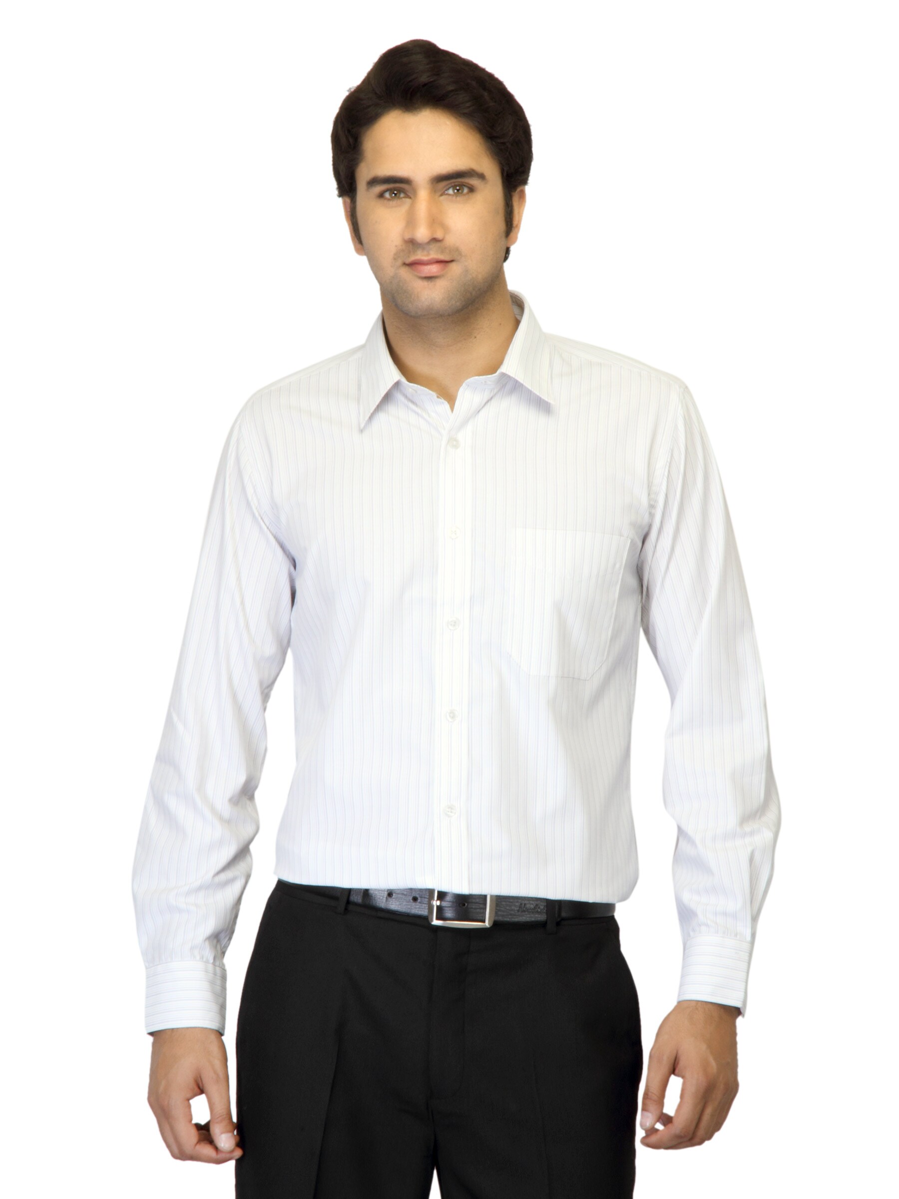 Mark Taylor Men Striped White Shirt