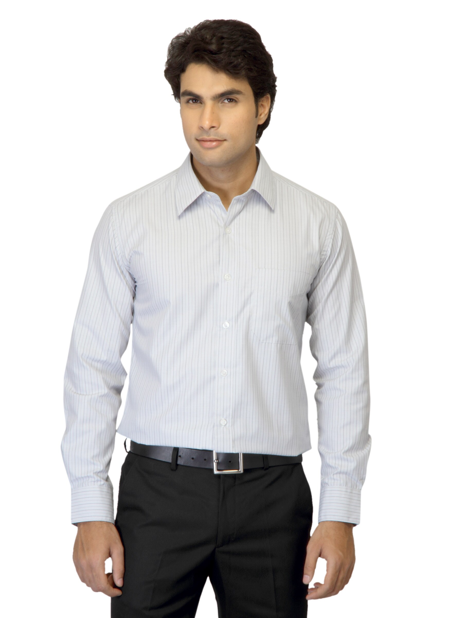 Mark Taylor Men Striped Grey Shirt