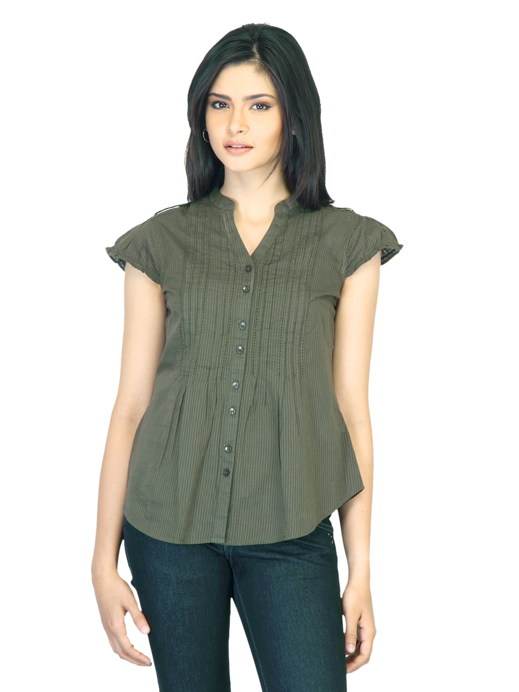 Arrow Woman Striped Olive Top