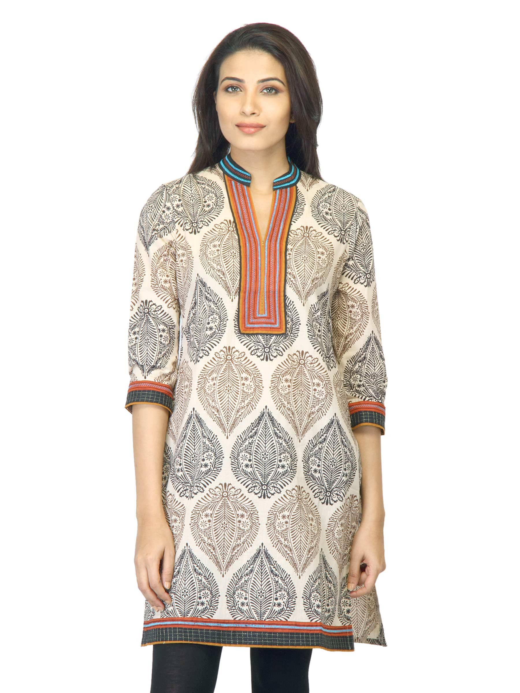 Mother Earth Women Printed Cream Kurta