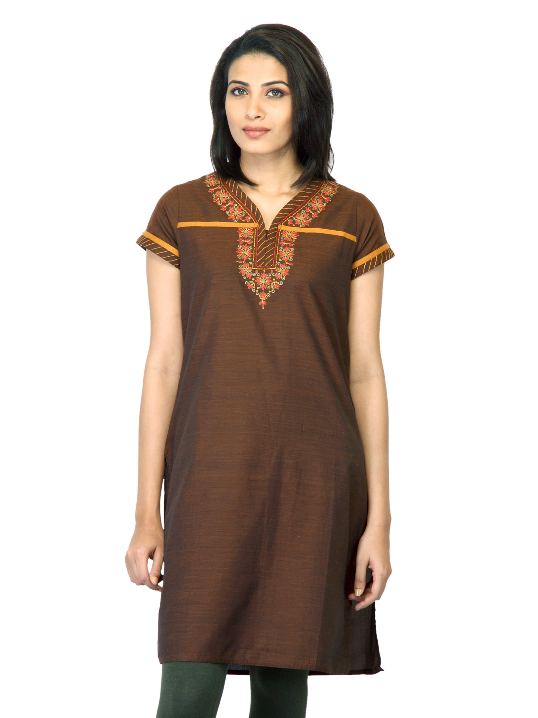 Mother Earth Women Dark Brown Kurta