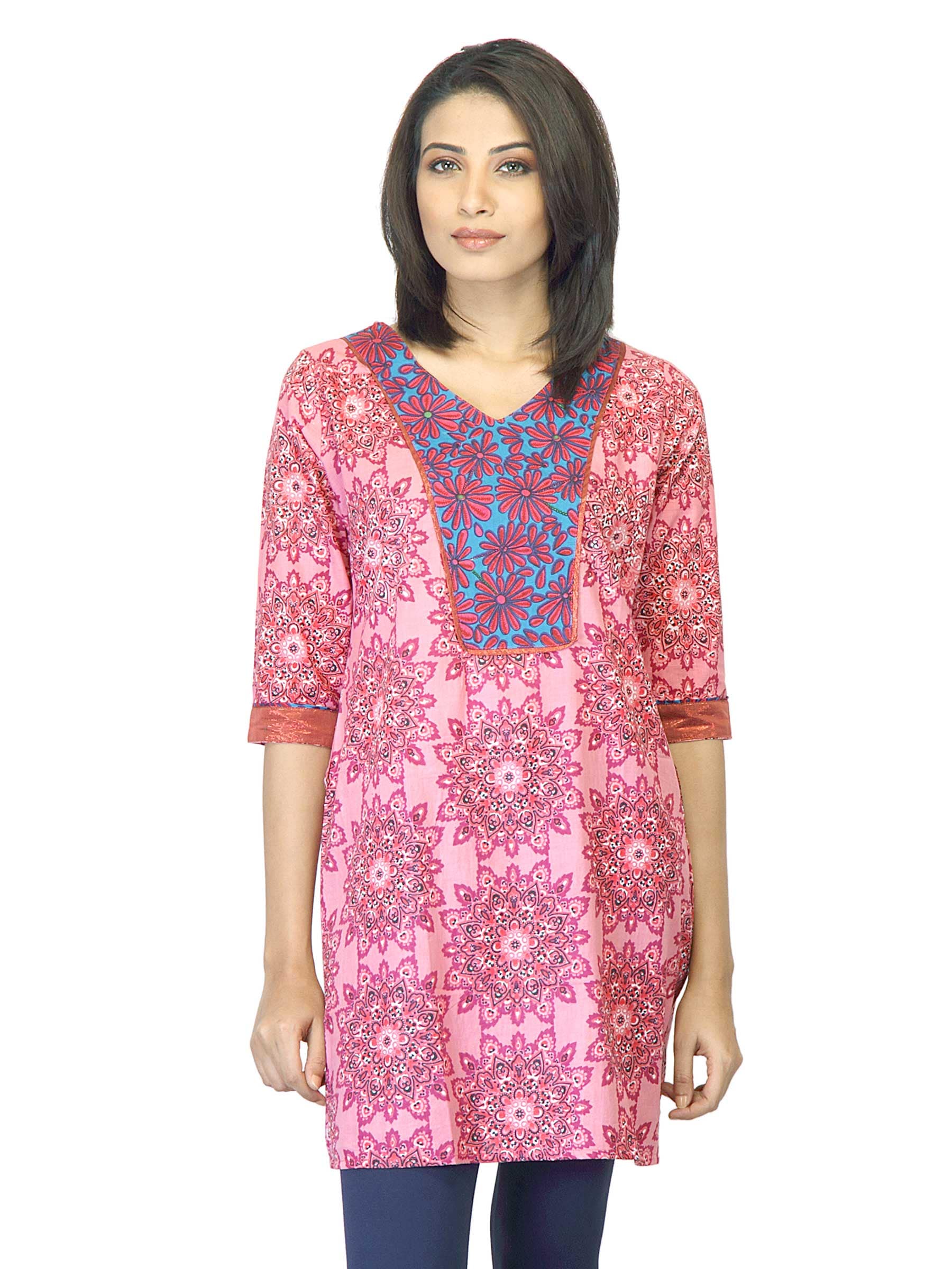 Mother Earth Women Printed Pink Kurta