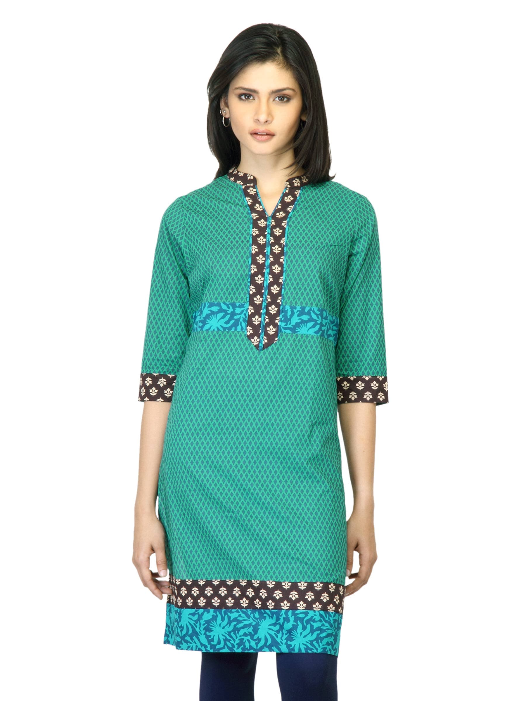 Mother Earth Women Printed Green Kurta