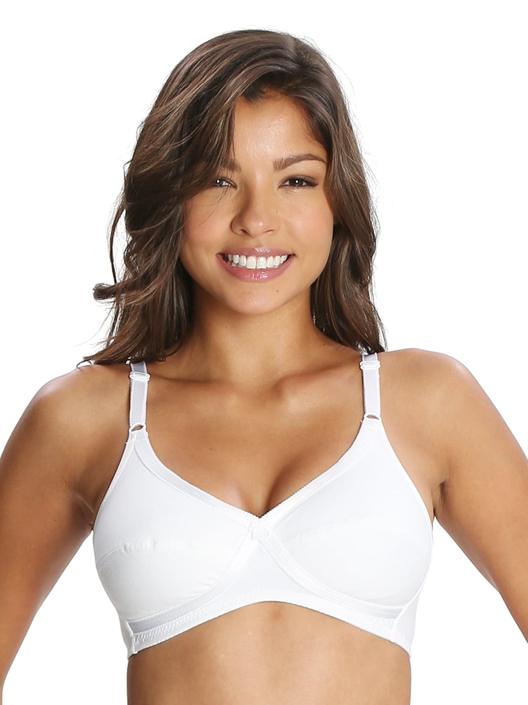 Jockey White Solid Non-Wired Non-Padded Cross Over Bra 1242-0105