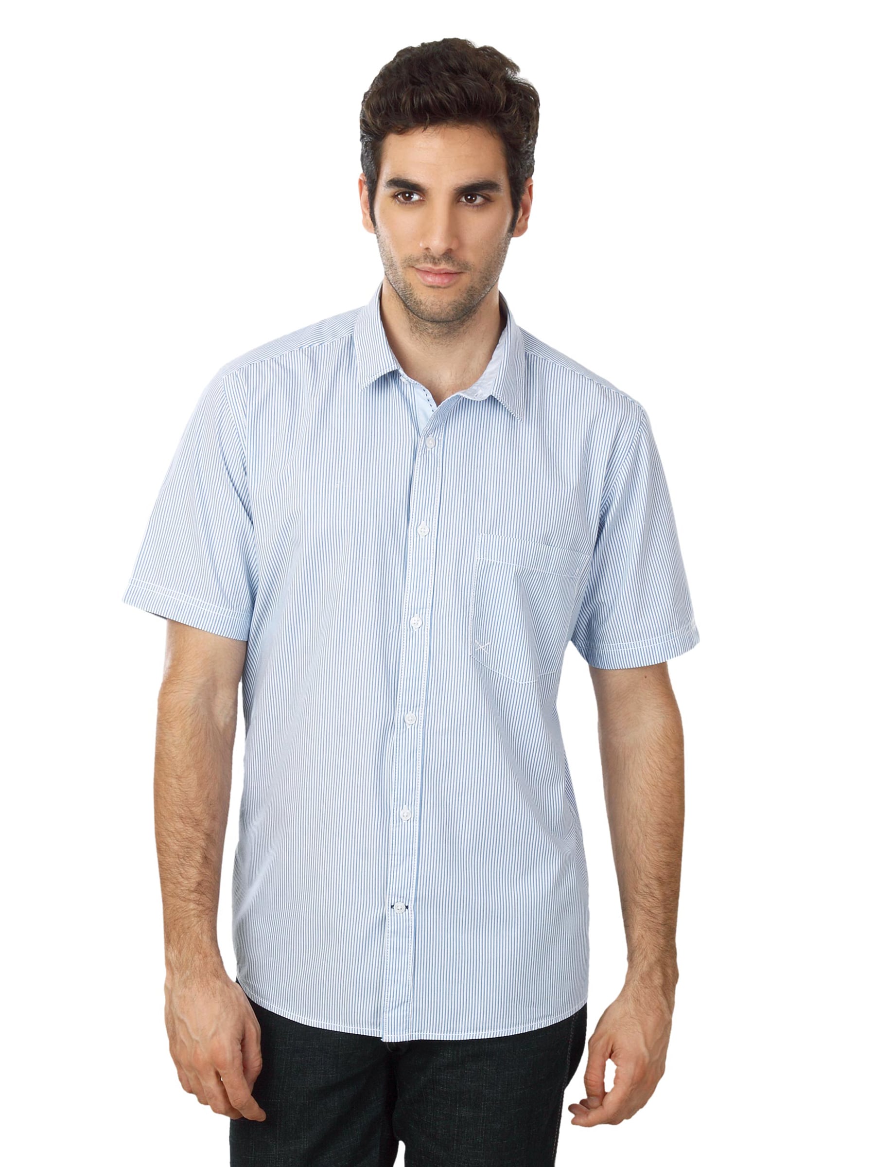 Scullers Men Blue Striped Shirt