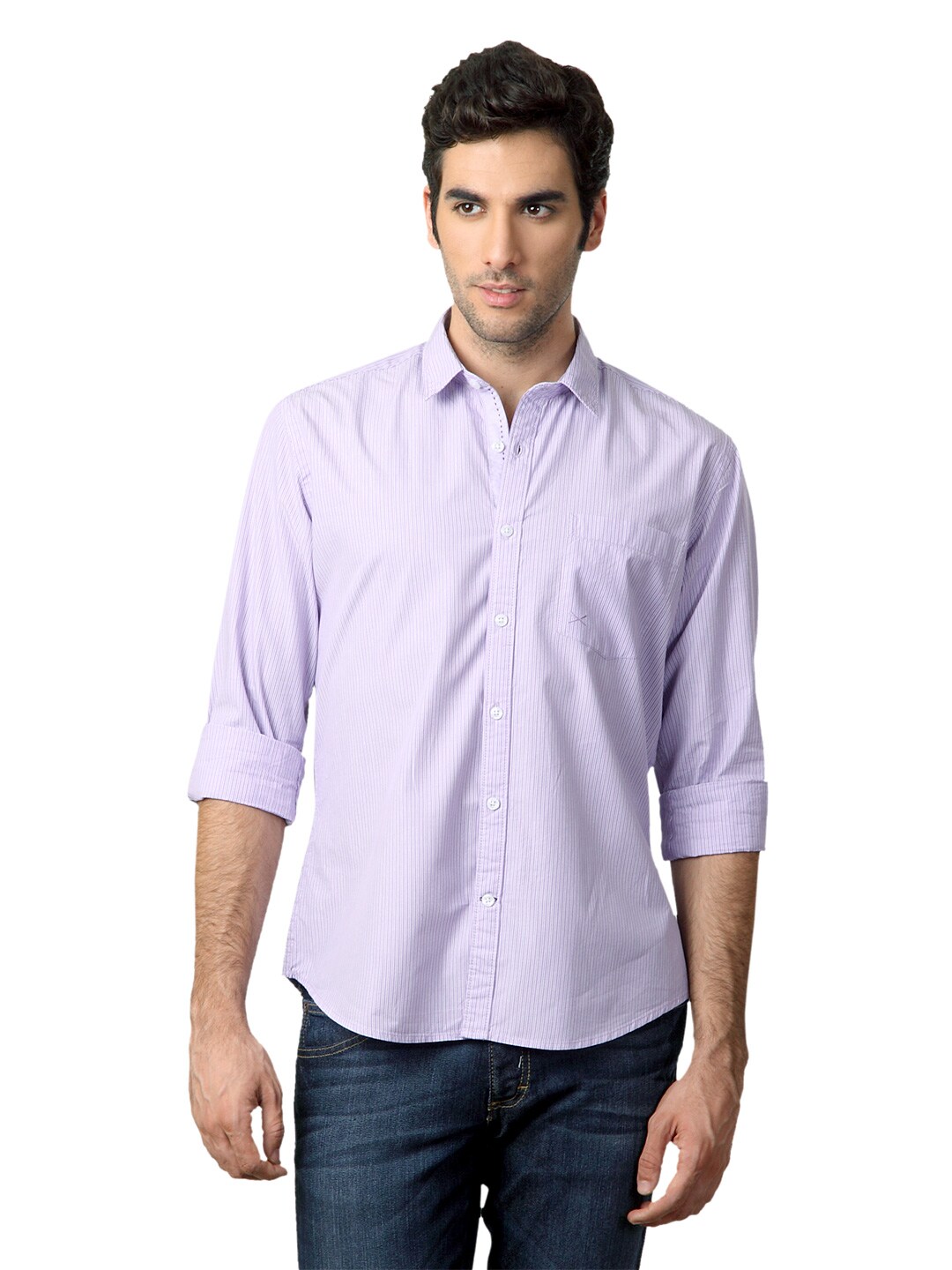 Scullers Men Striped Lavender Shirt