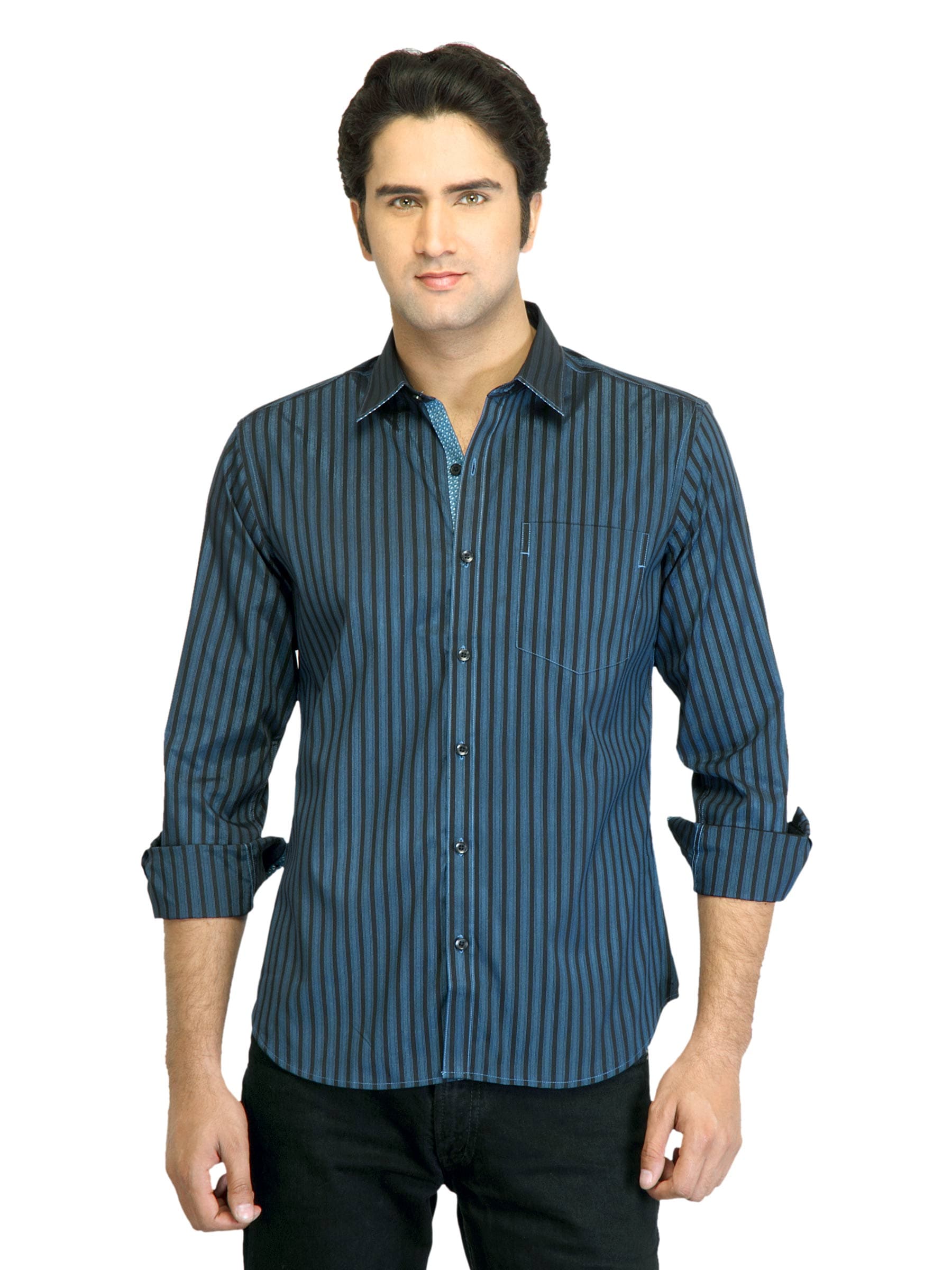 Scullers Men Striped Blue Shirt