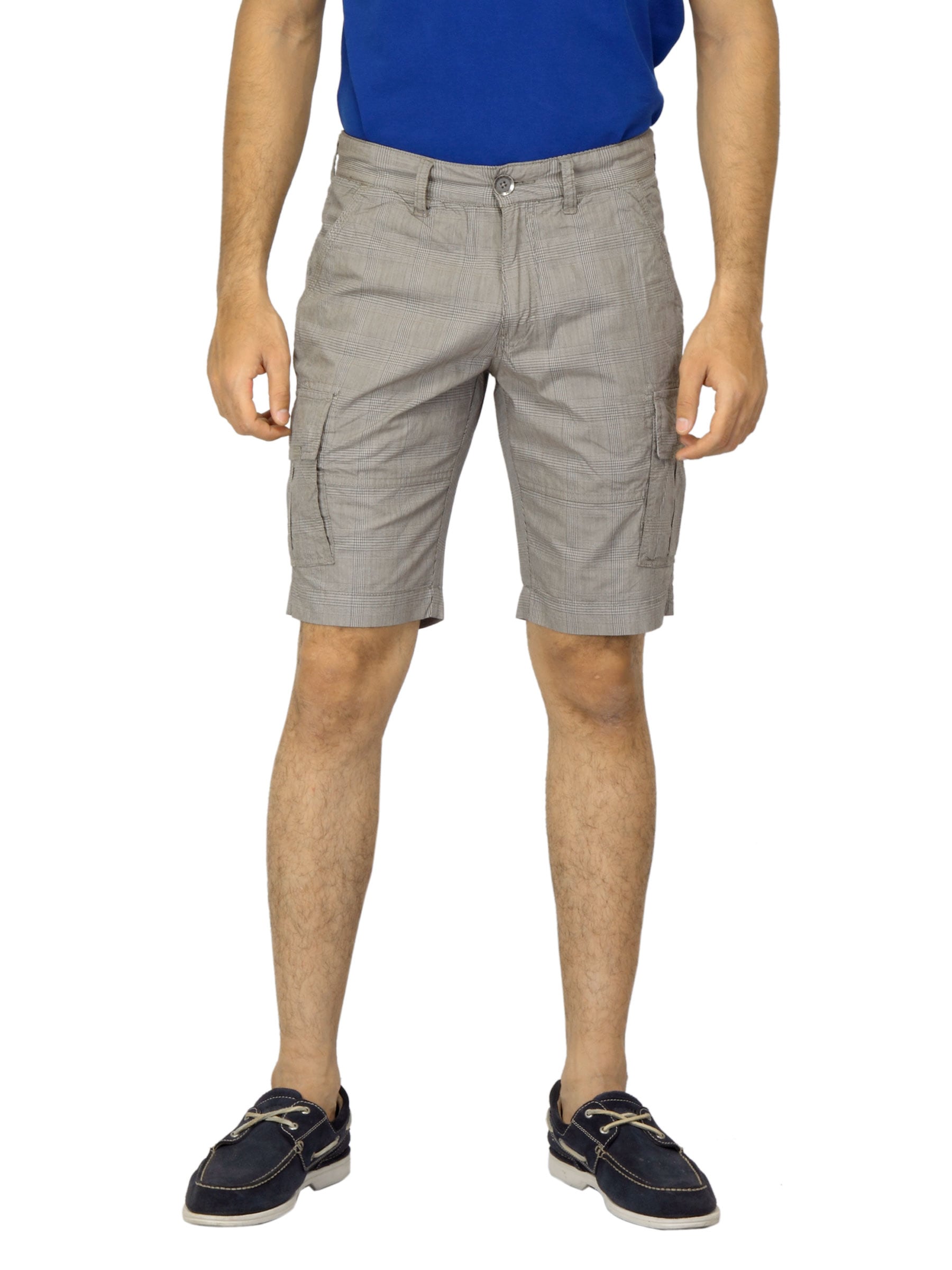 Scullers Men Check Brown Cargo Shorts