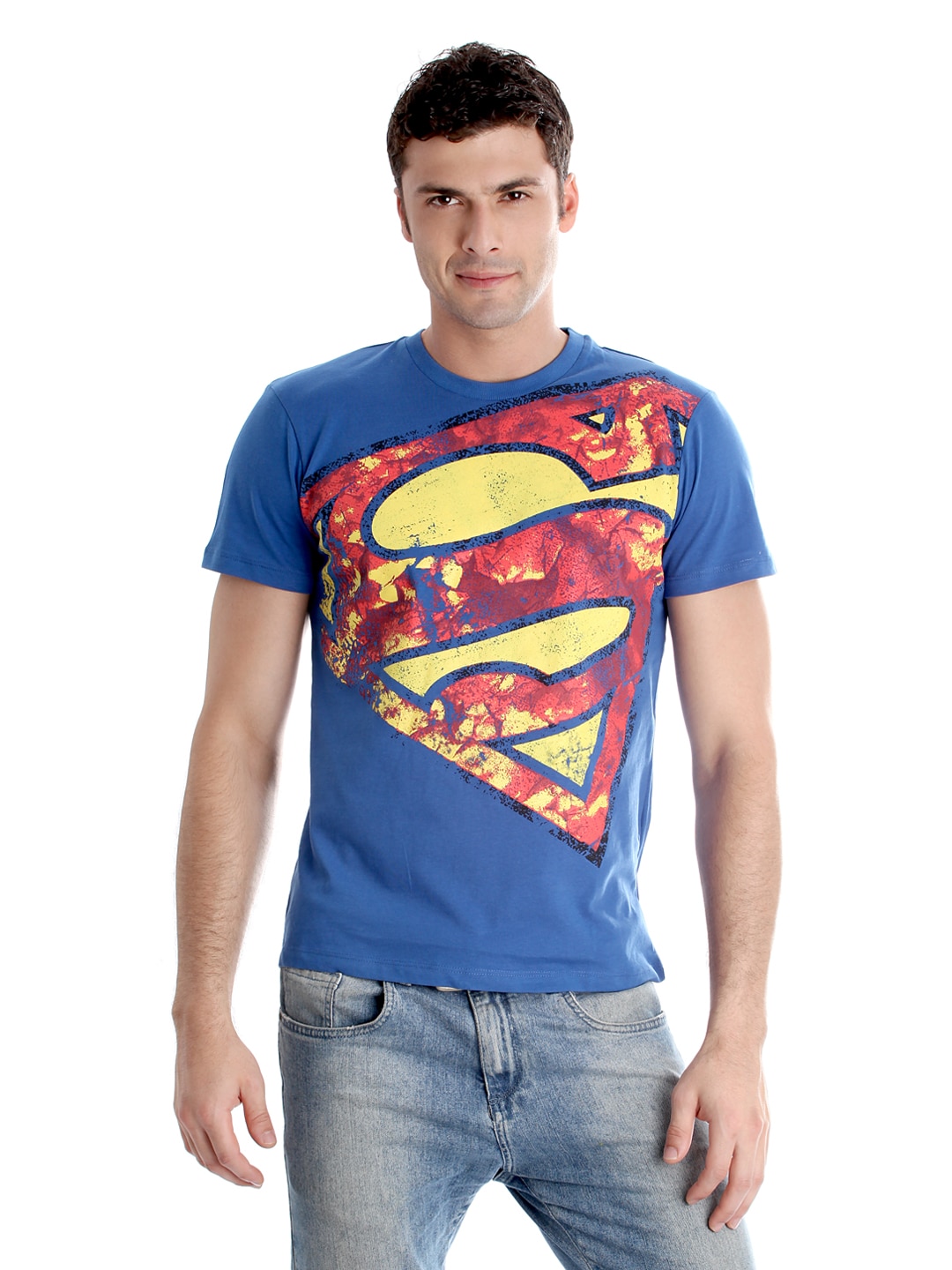 Superman Men Printed Blue T-shirt