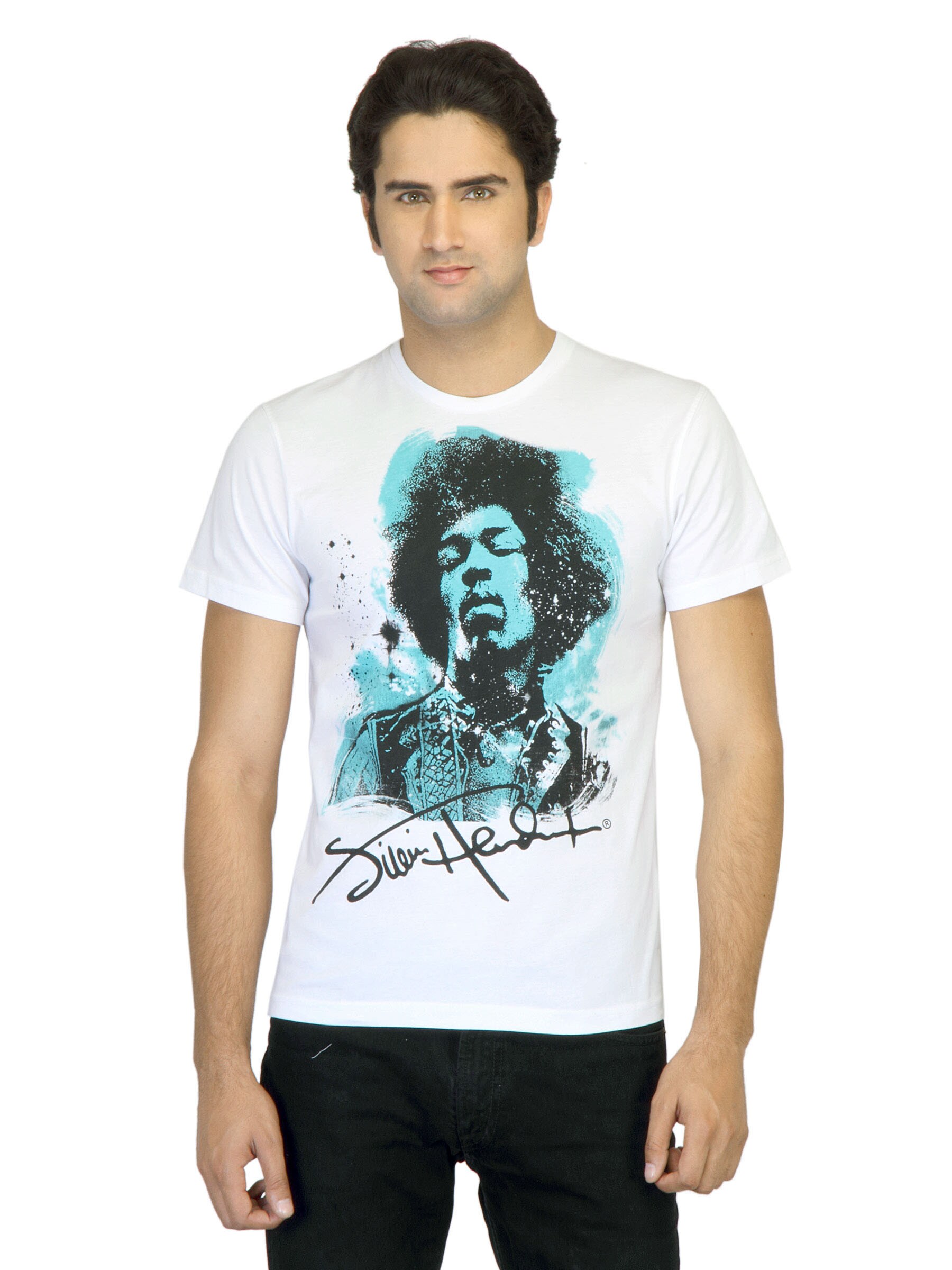 Music Men Printed White T-shirt