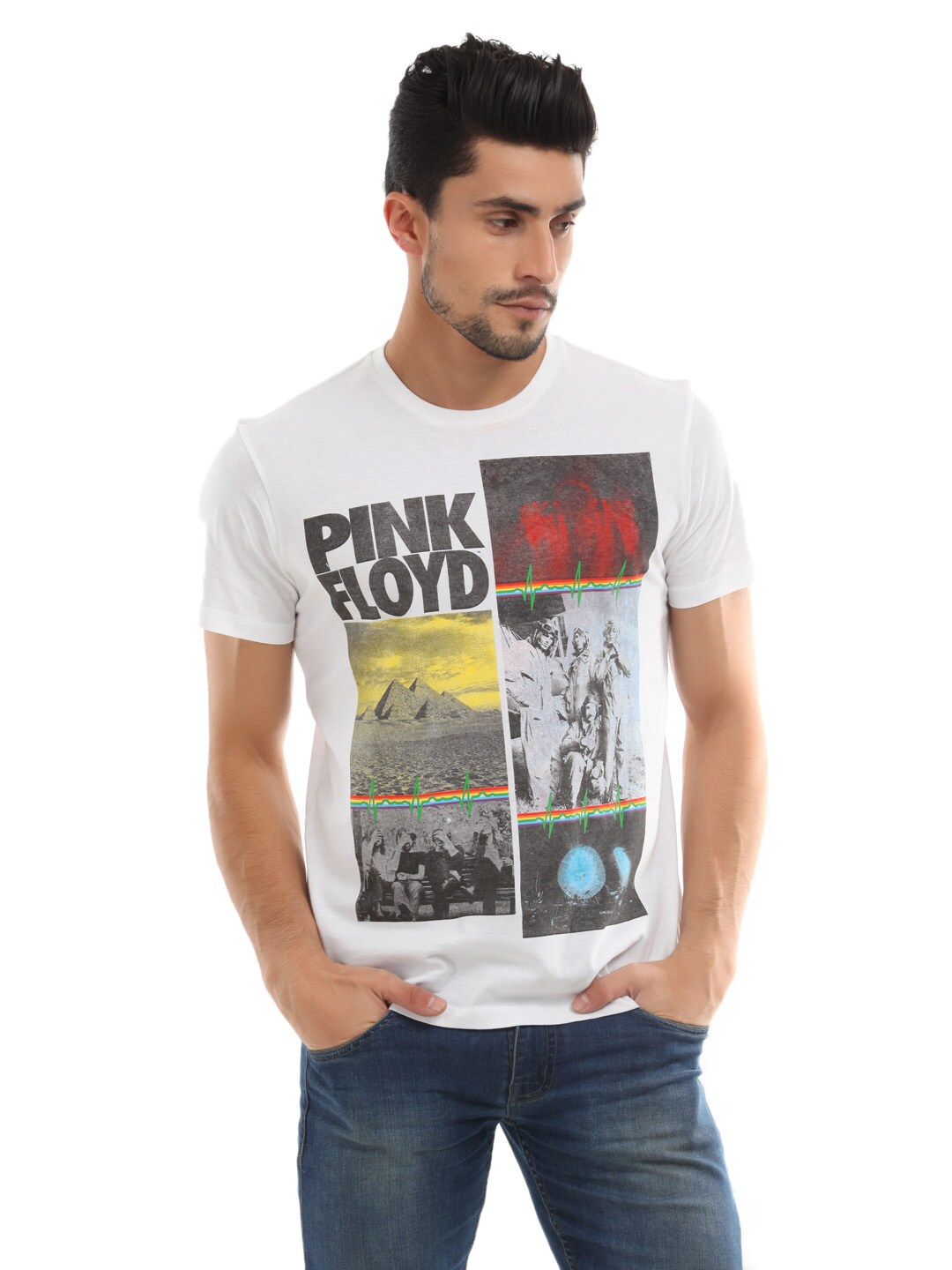 Pink Floyd Men White Printed Tshirt